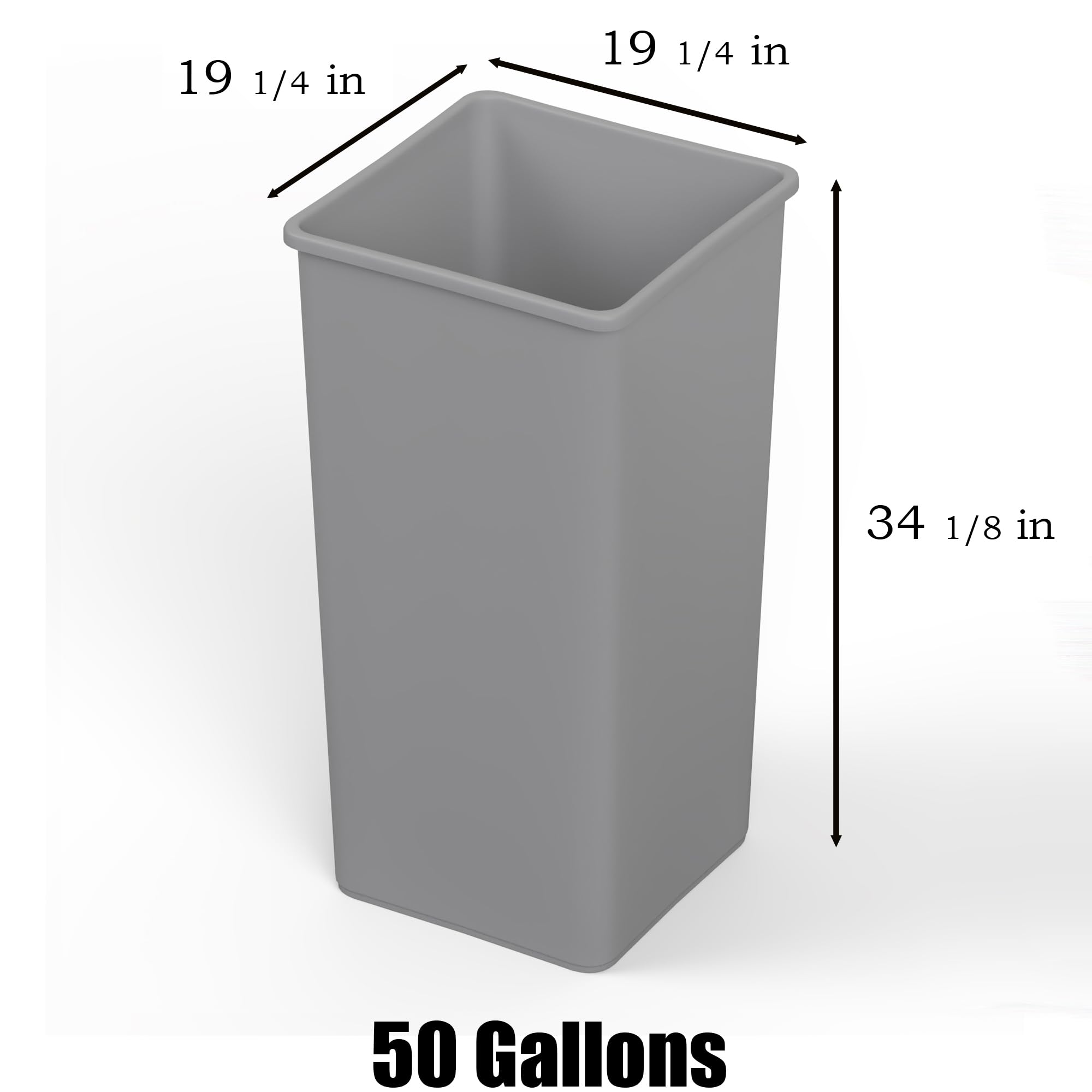 50 Gallon Gray Square Commercial Trash
