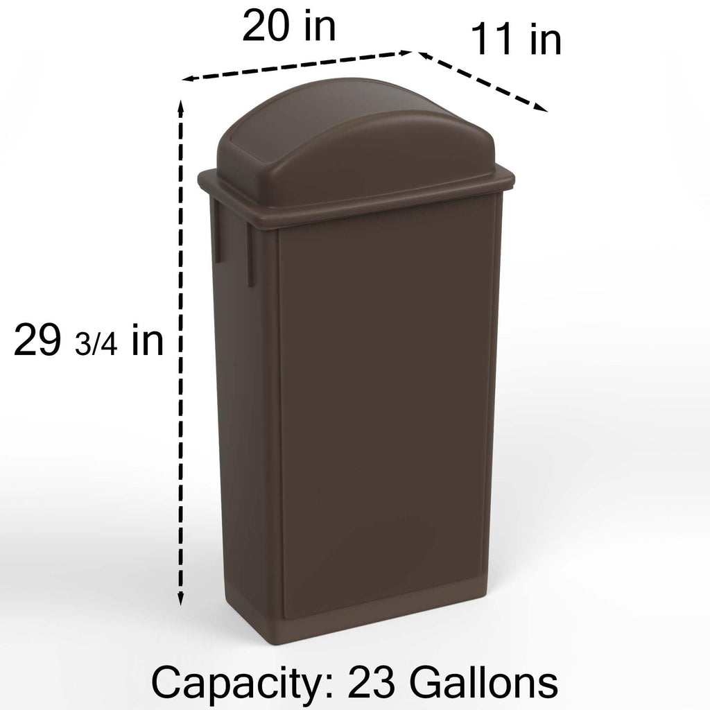 23-Gallon Brown Slim Trash Can with Swing Dome Lid