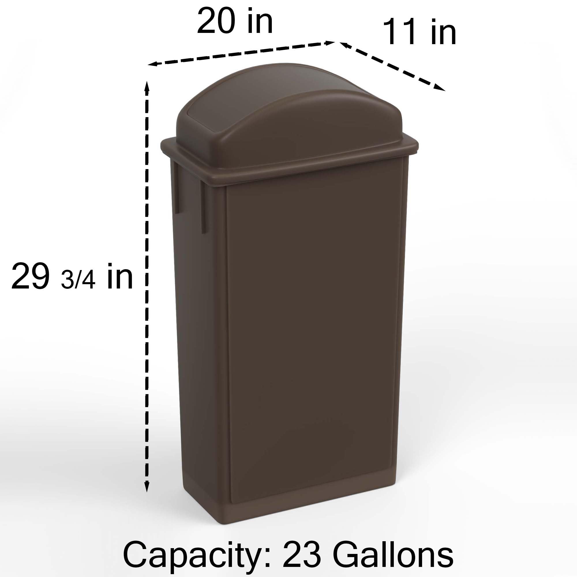 23-Gallon Brown Slim Trash Can with Swing Dome Lid