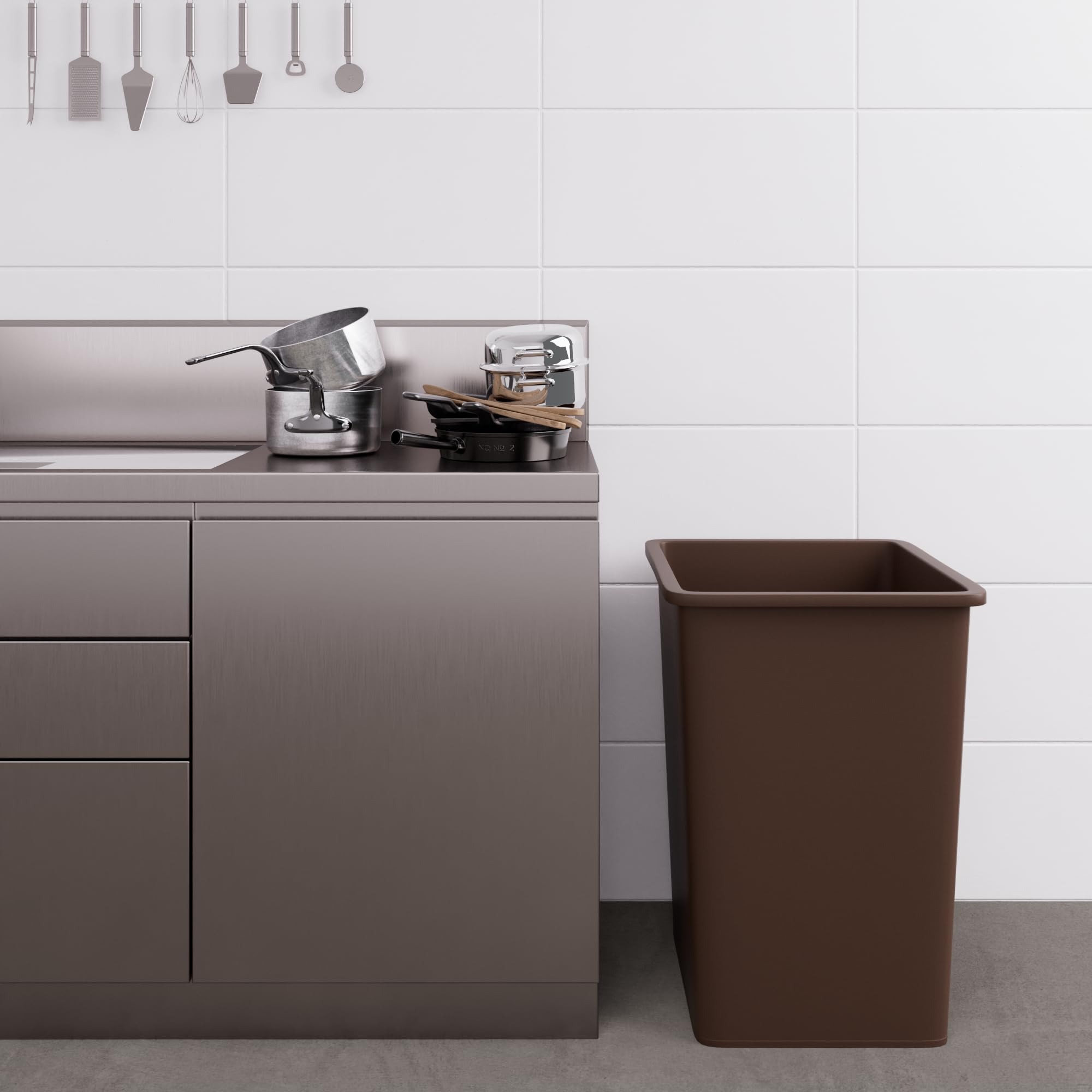 35 Gallon Brown Square Commercial Trash