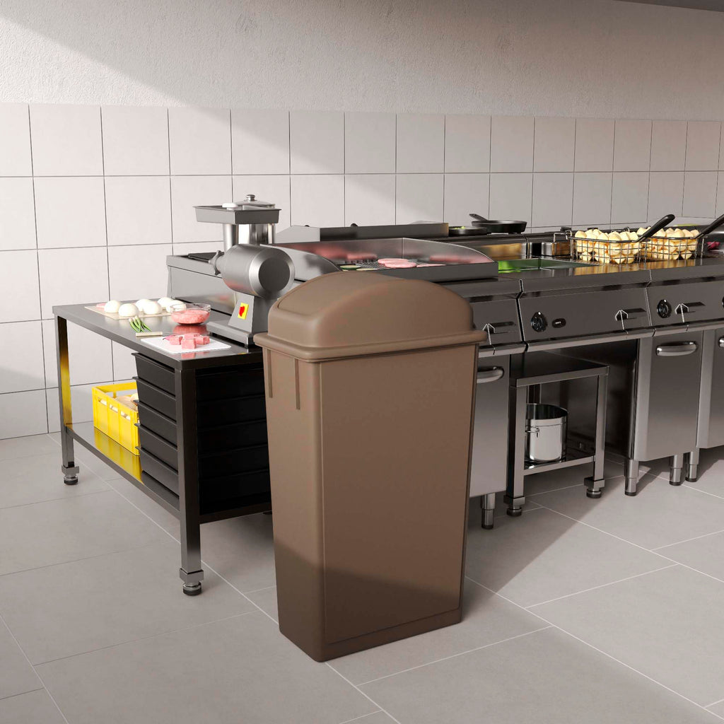 23-Gallon Brown Slim Trash Can with Swing Dome Lid