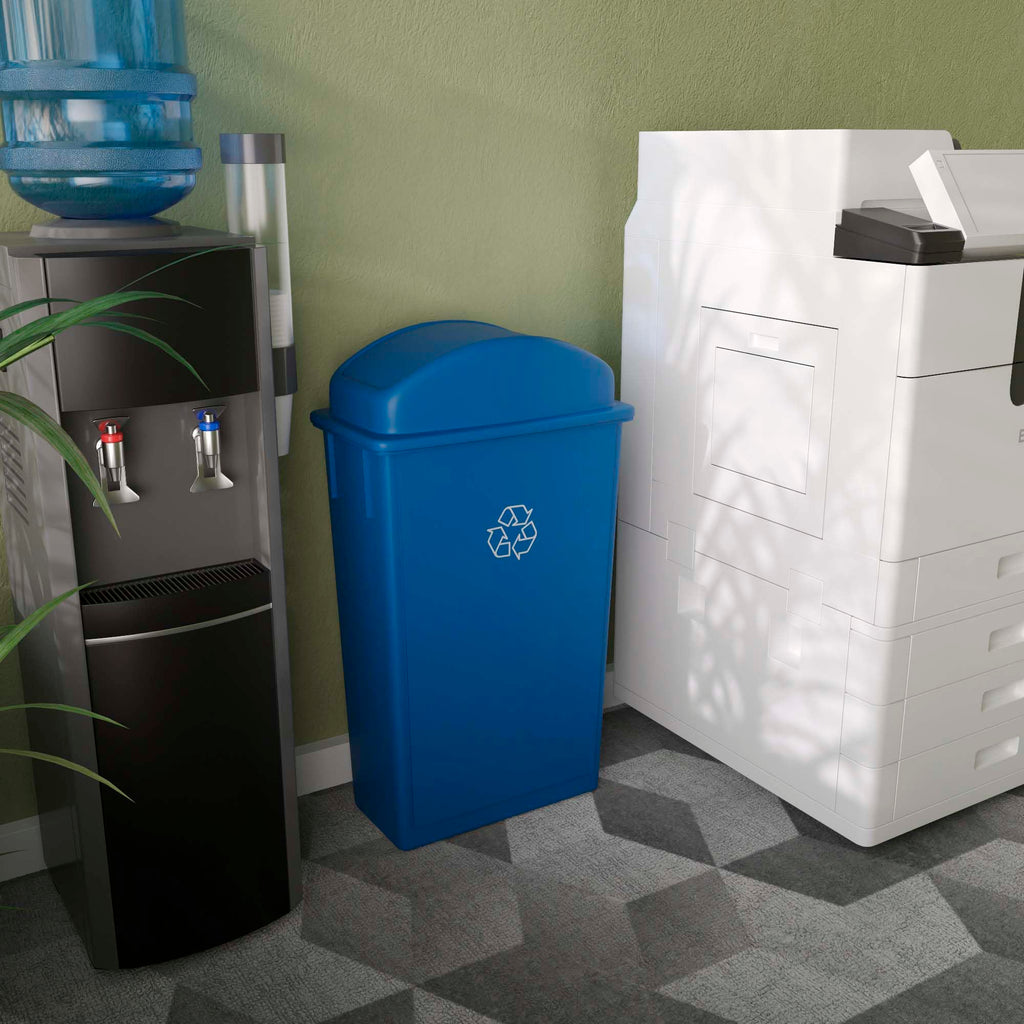 23-Gallon Blue Slim Trash Can with Swing Dome Lid