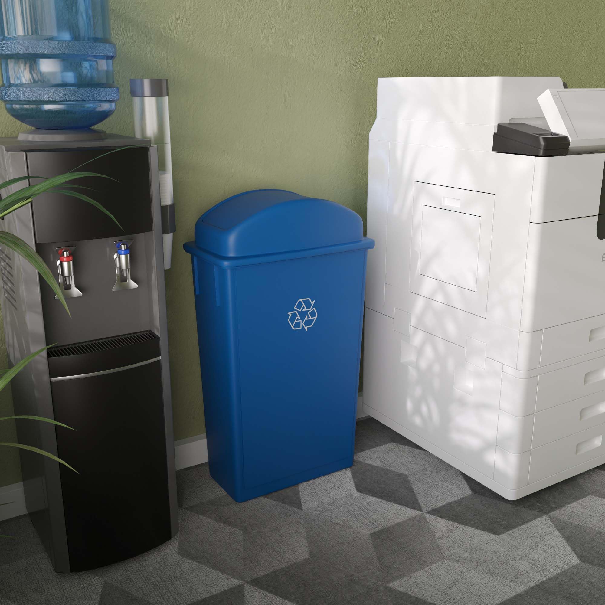 23-Gallon Blue Slim Trash Can with Swing Dome Lid