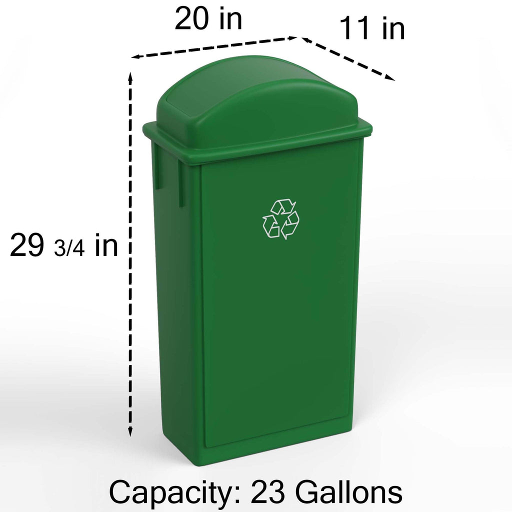23-Gallon Green Recycle Slim Trash Can with Swing Dome Lid