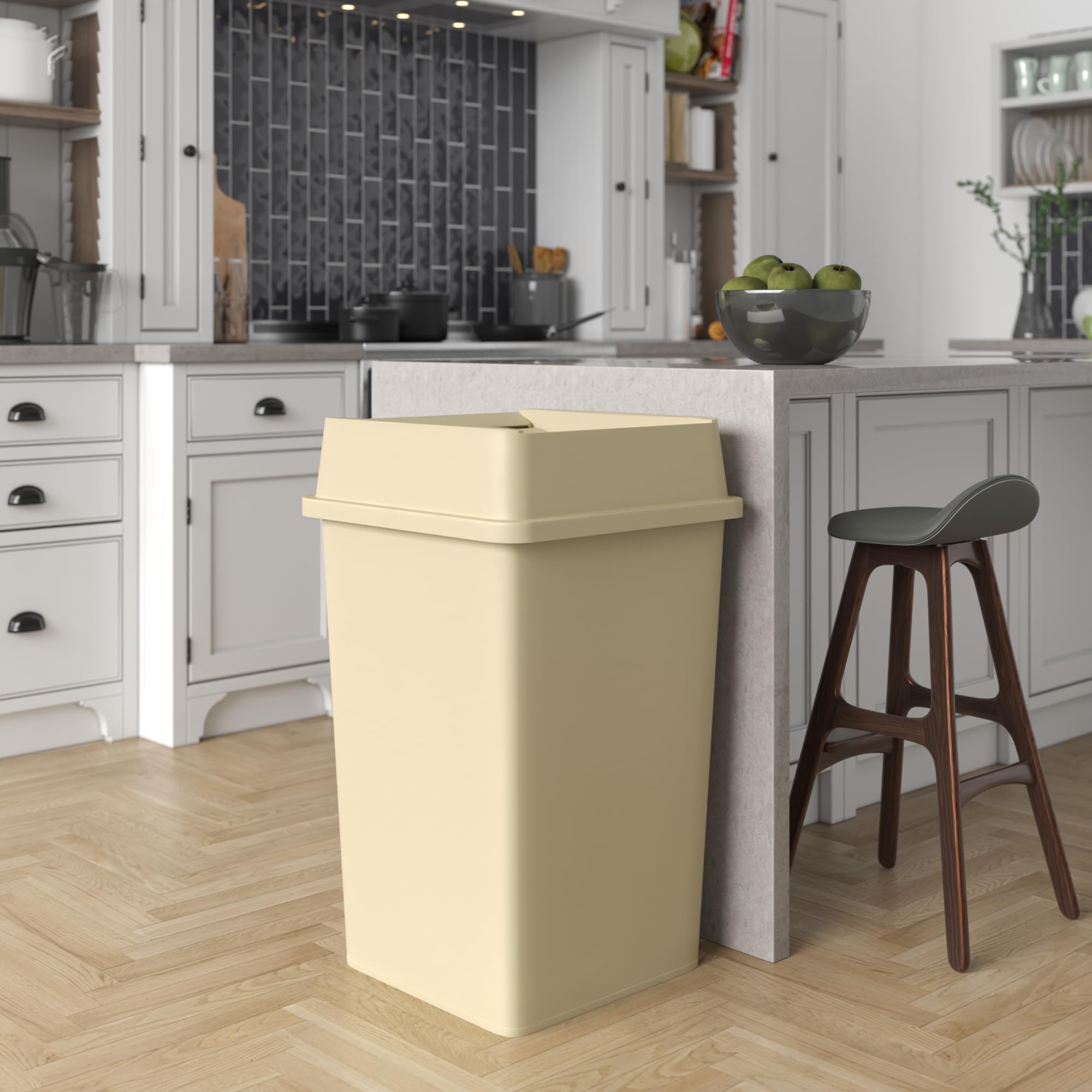 35 Gallon Beige Square Commercial Trash