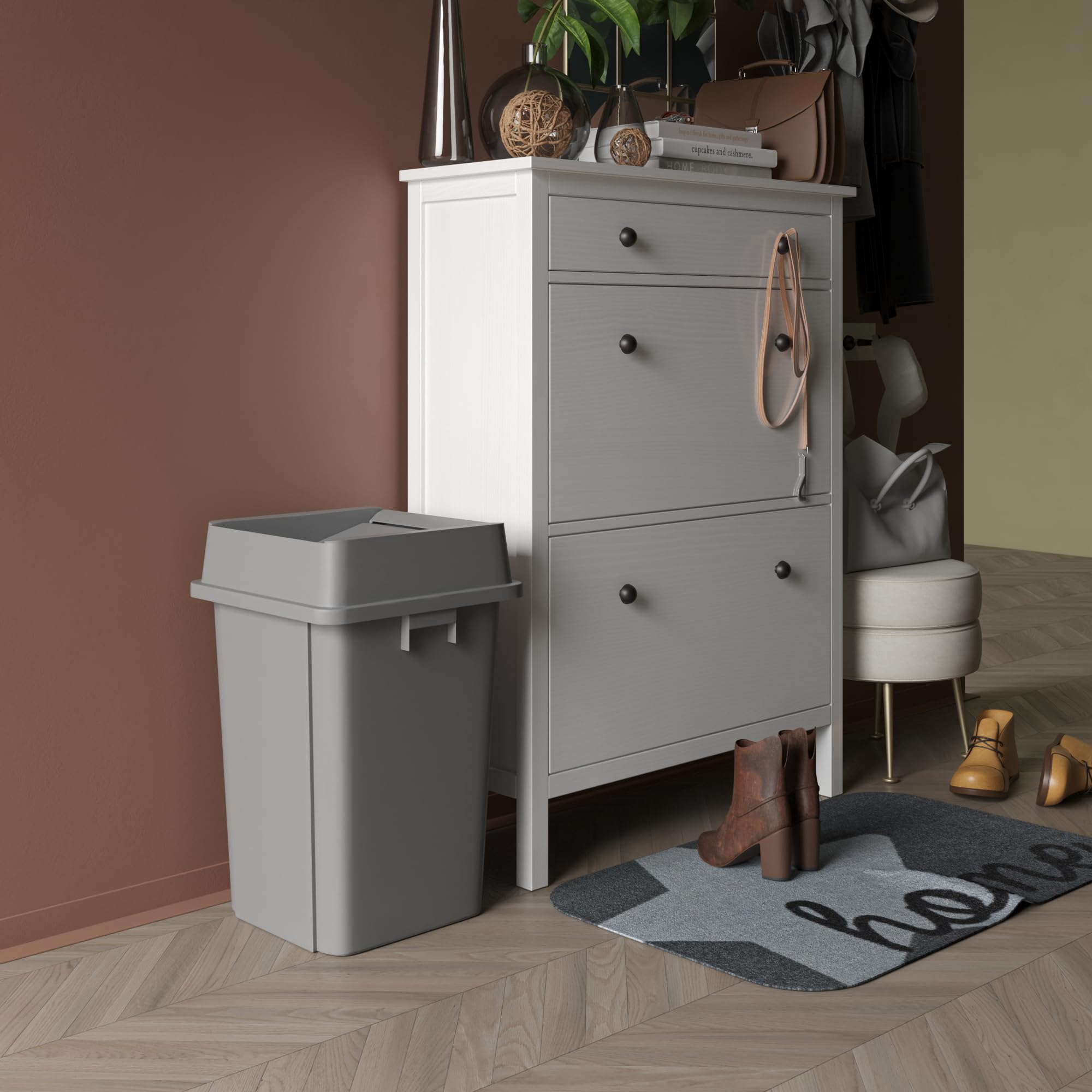 19 Gallon Gray Square Commercial Trash