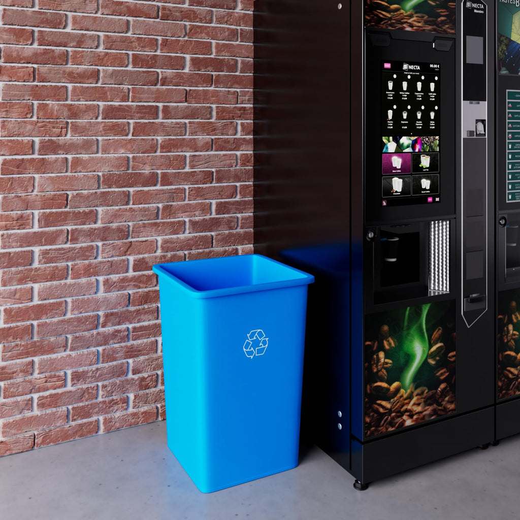 35 Gallon Blue Recycle Square Commercial Trash