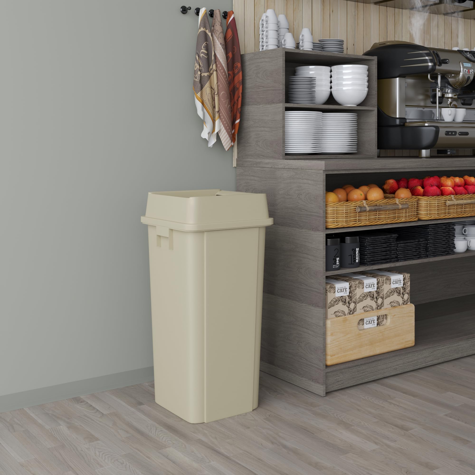 23 Gallon Beige Square Commercial Trash