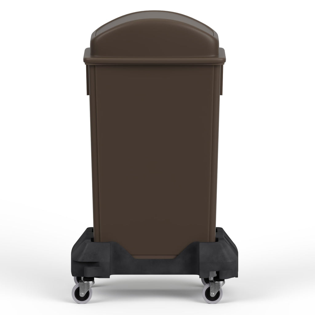 23-Gallon Brown Slim Trash Can with Swing Dome Lid and Dolly