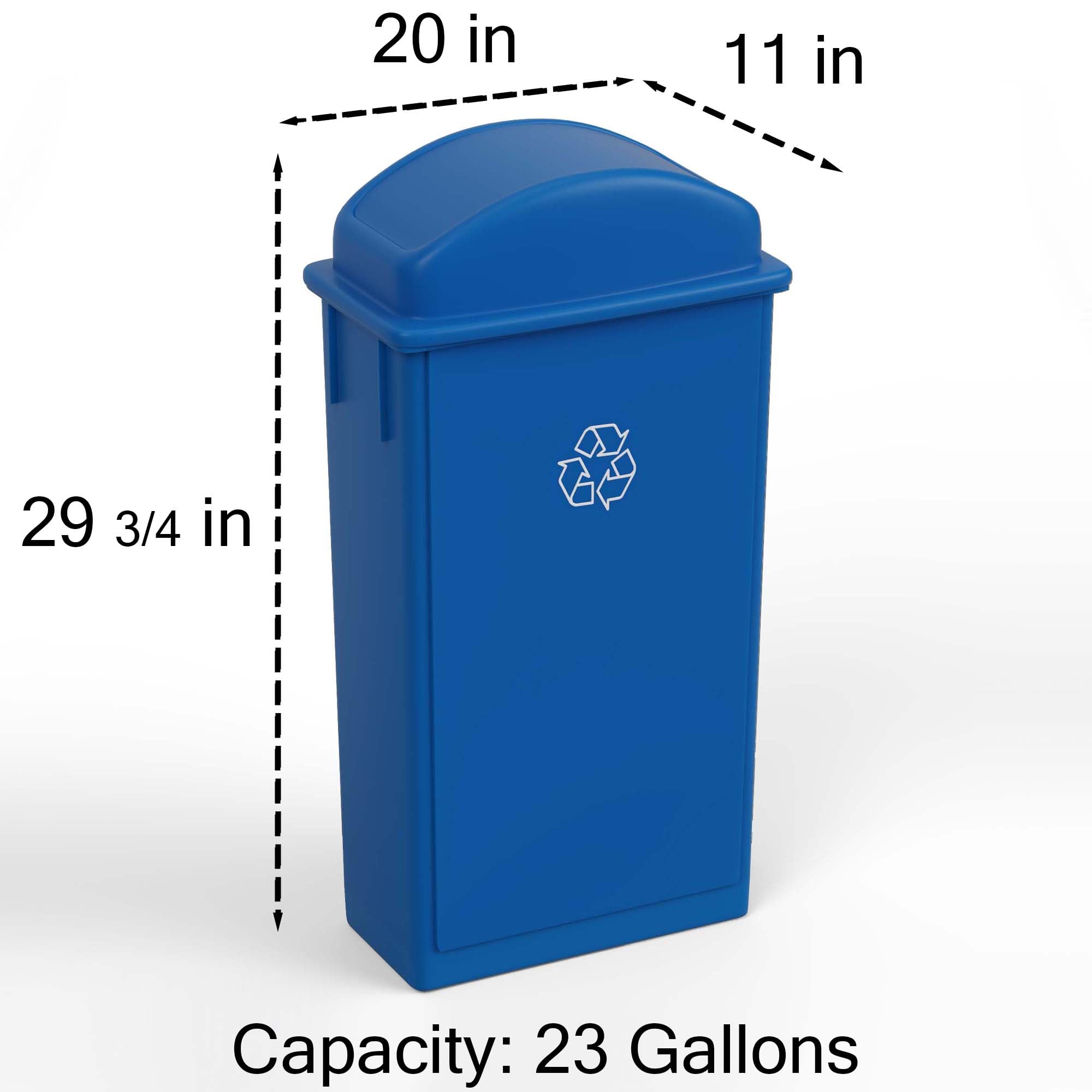23-Gallon Blue Slim Trash Can with Swing Dome Lid
