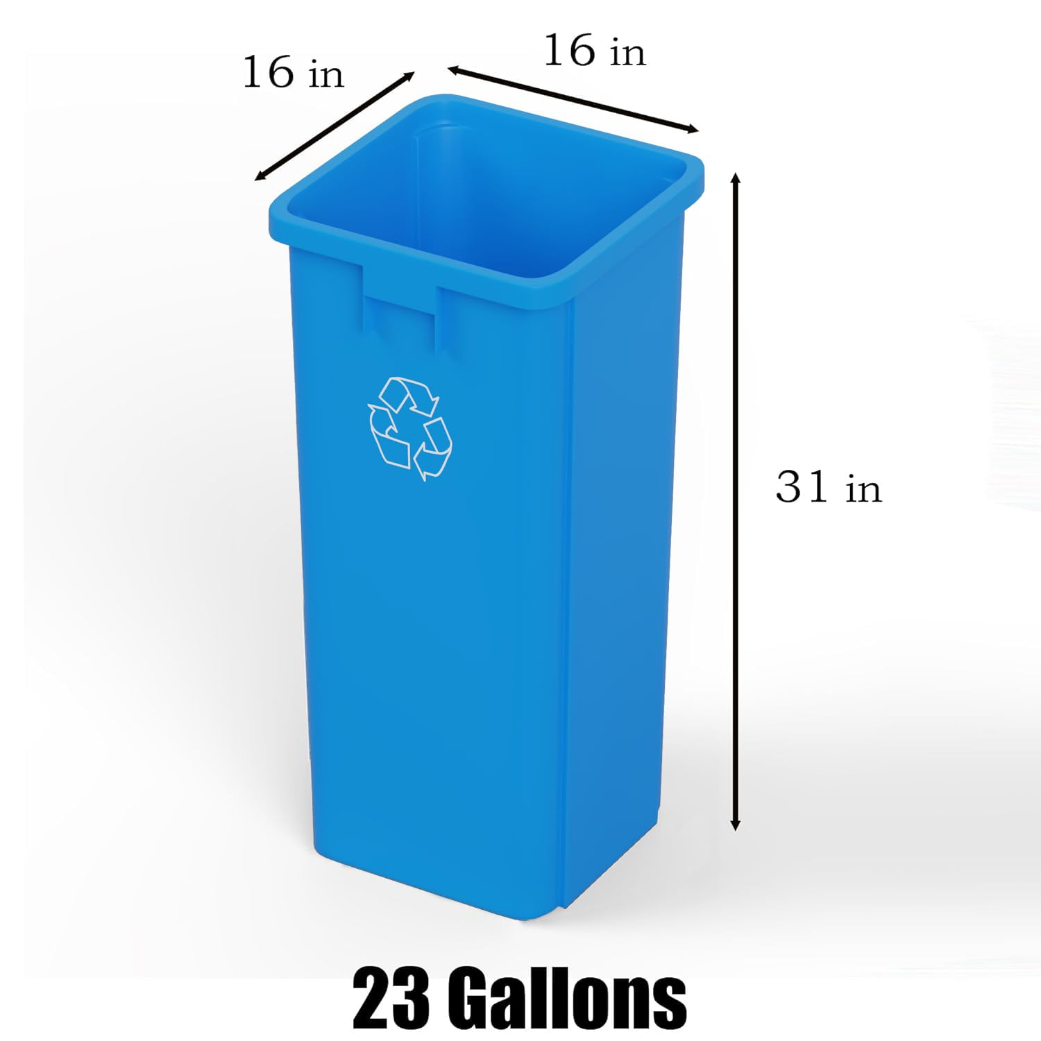 23 Gallon Blue Recycle Square Commercial Trash