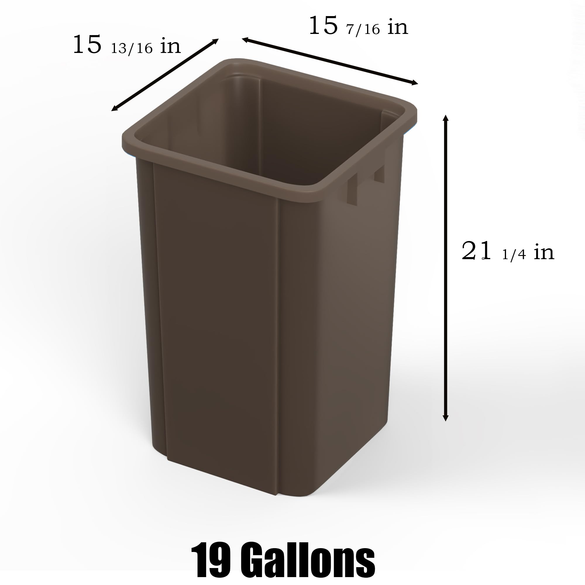 19 Gallon Brown Square Commercial Trash