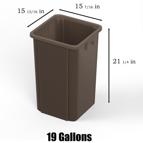 19 Gallon Brown Square Commercial Trash