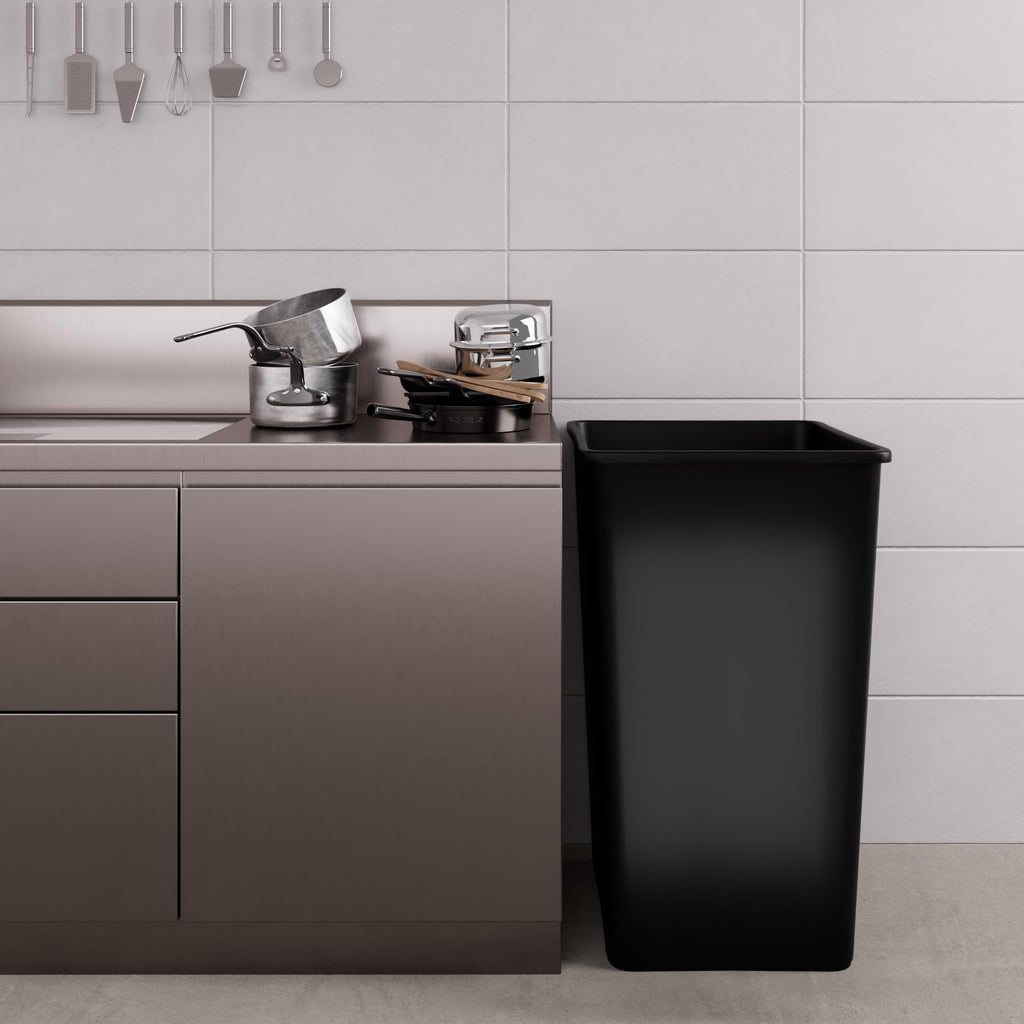 50 Gallon Black Square Commercial Trash/Garbage Can