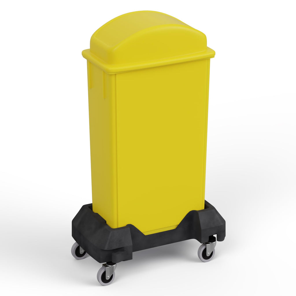 23-Gallon Yellow Slim Trash Can with Swing Dome Lid and Dolly