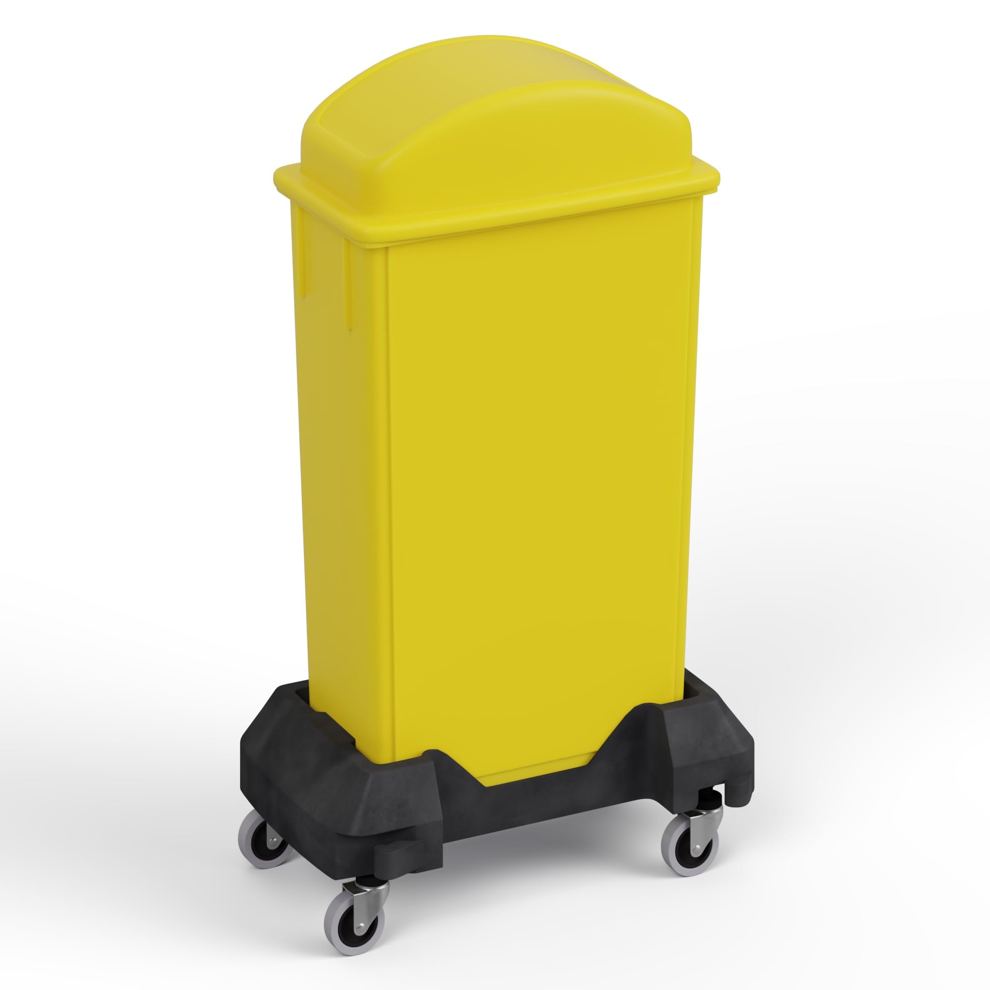 23-Gallon Yellow Slim Trash Can with Swing Dome Lid and Dolly