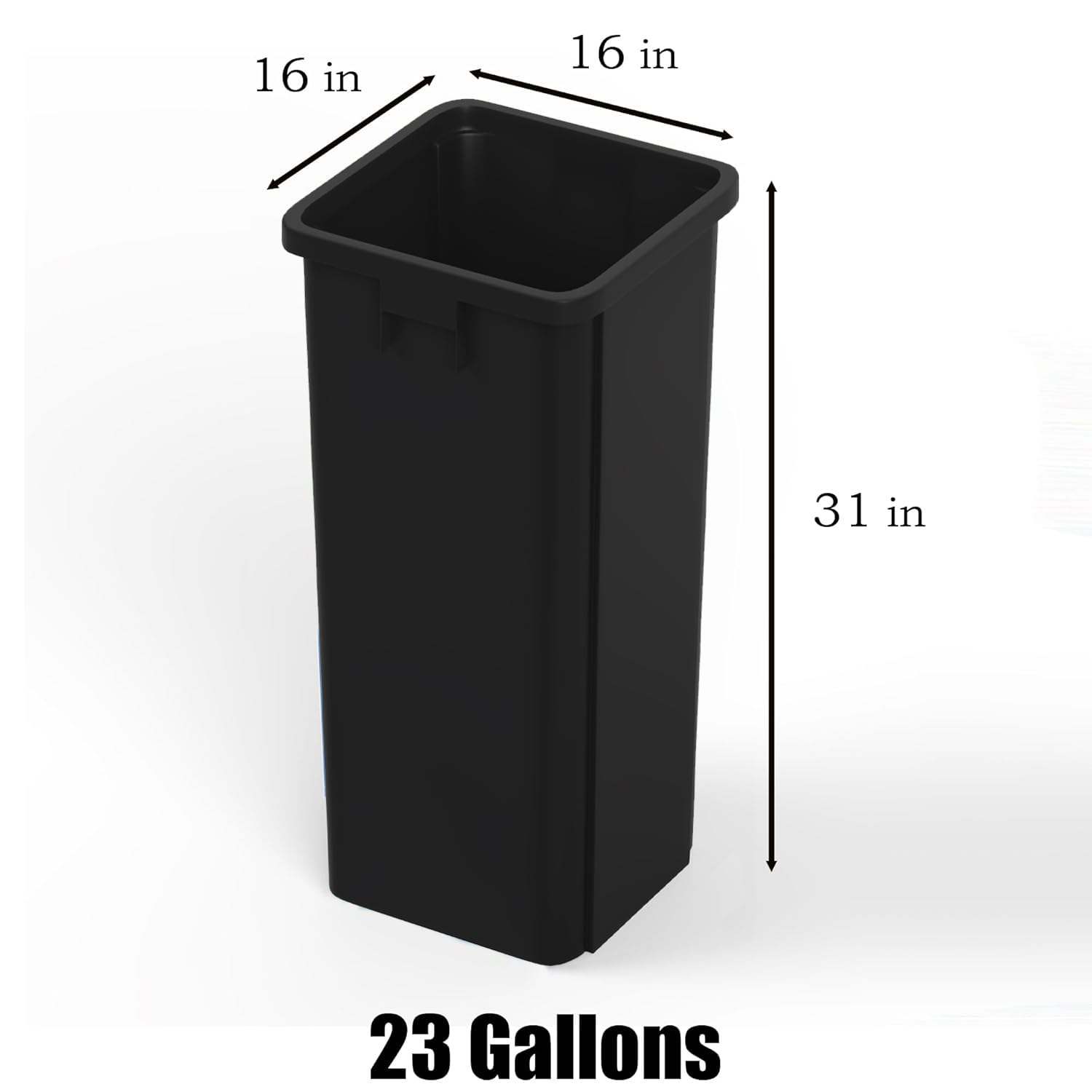 23 Gallon Black Square Commercial Trash
