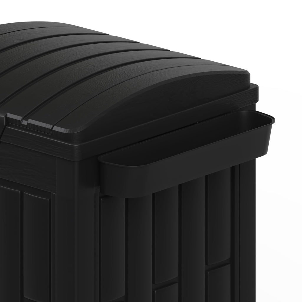 30 Gallon Black Outdoor Trash Can with Hinged Lid