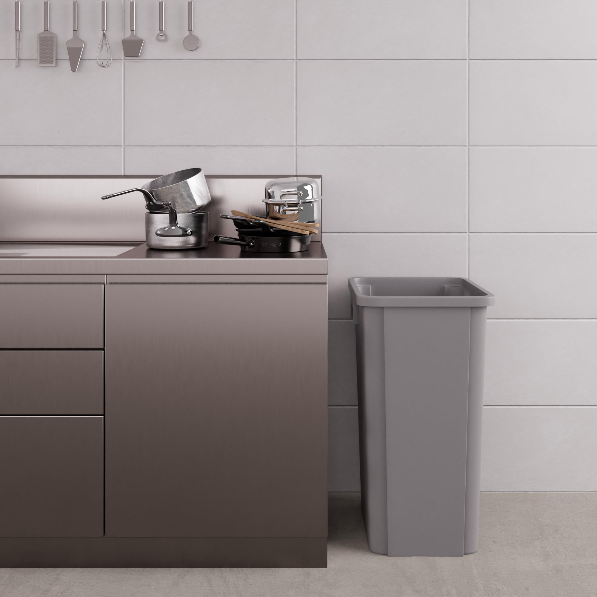 23 Gallon Gray Square Commercial Trash