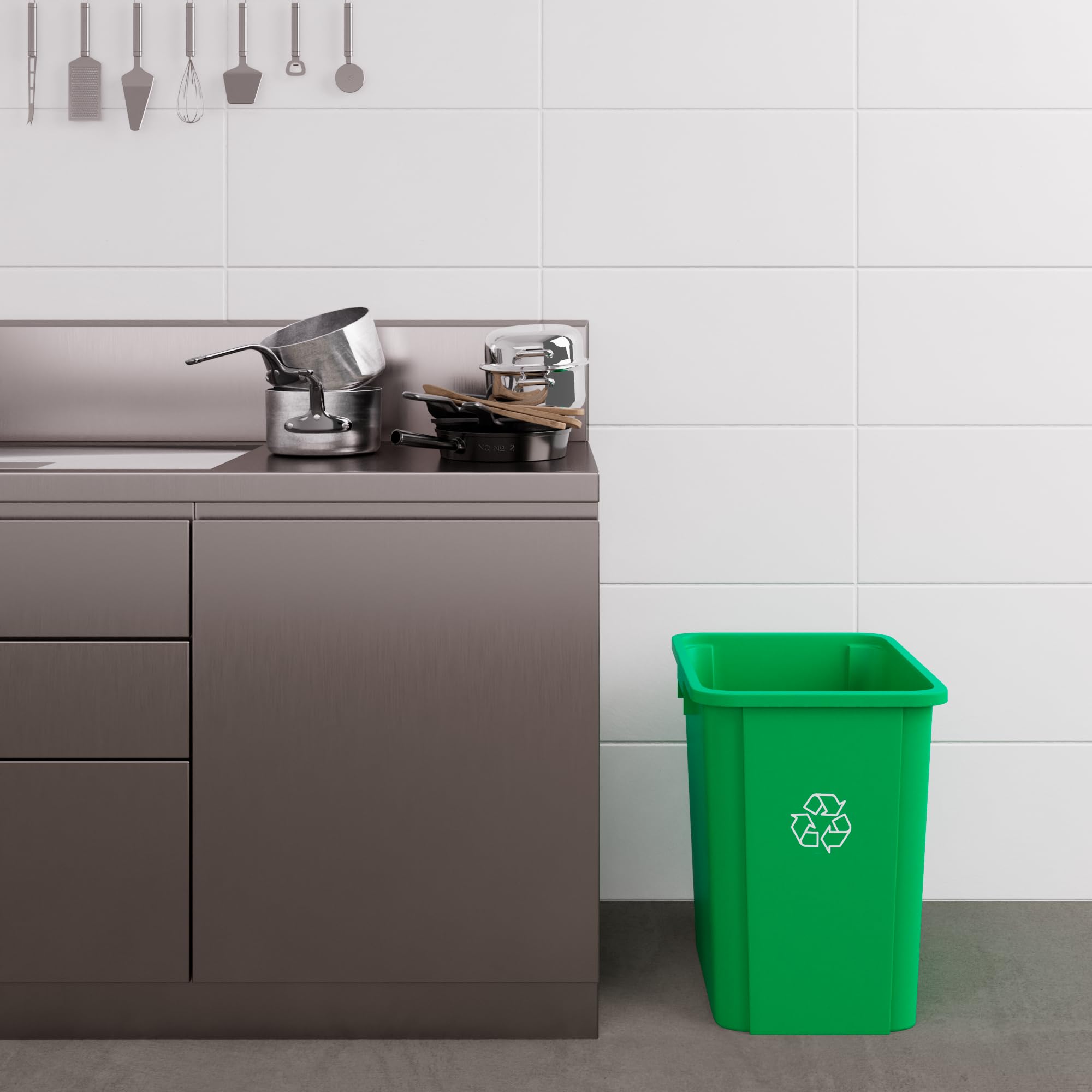 19 Gallon Green Recycle Square Commercial Trash