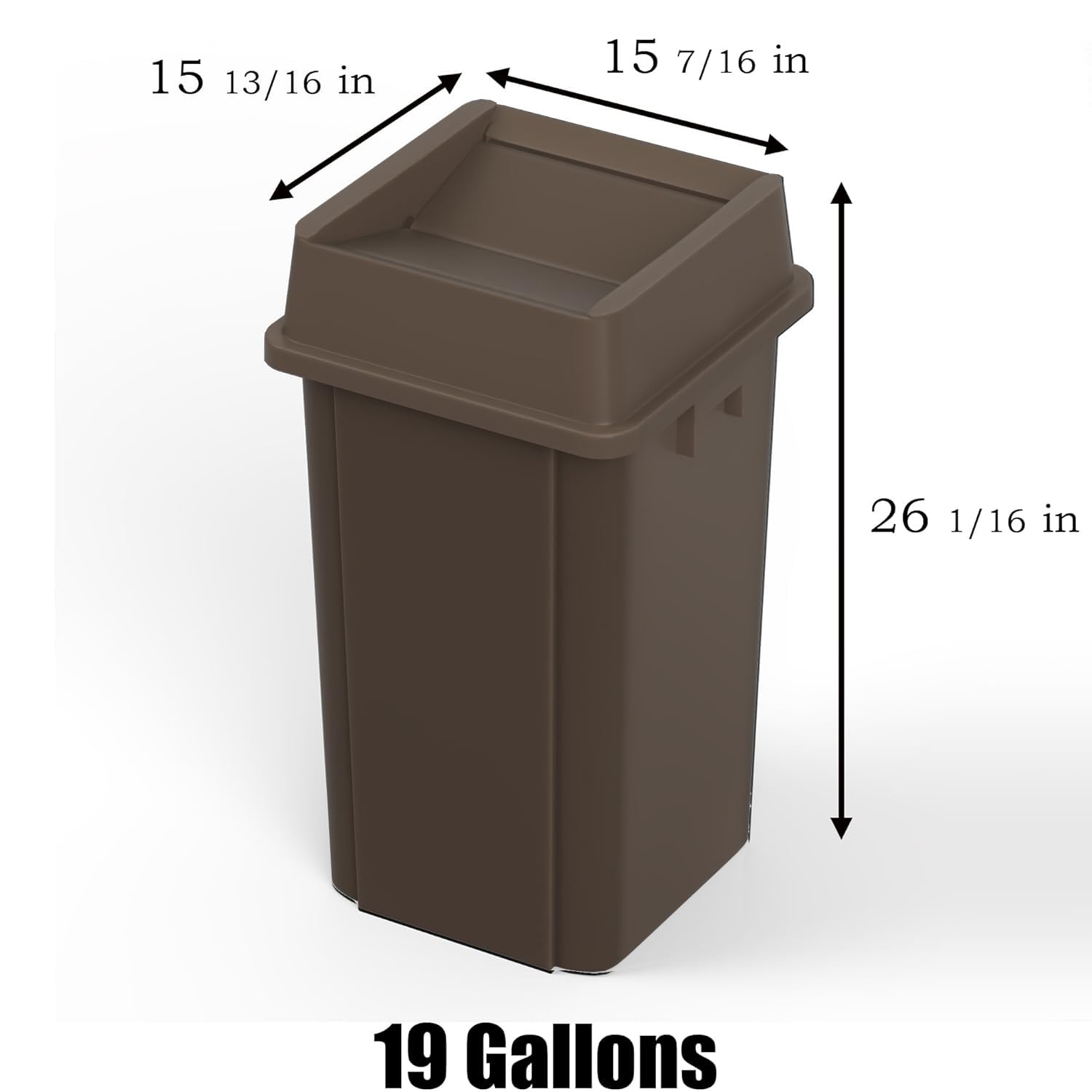 19 Gallon Brown Square Commercial Trash