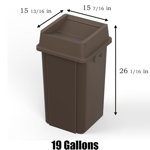 19 Gallon Brown Square Commercial Trash