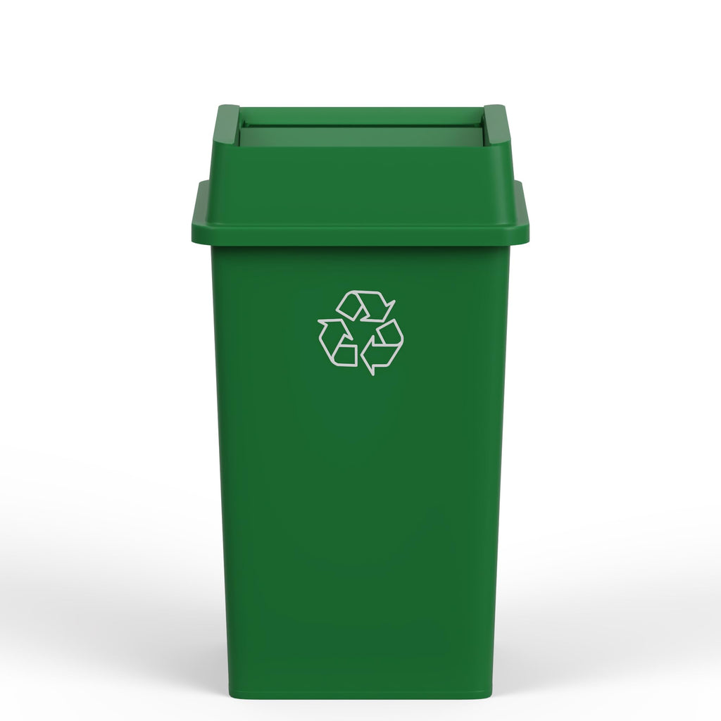 35 Gallon Green Recycle Square Commercial Trash