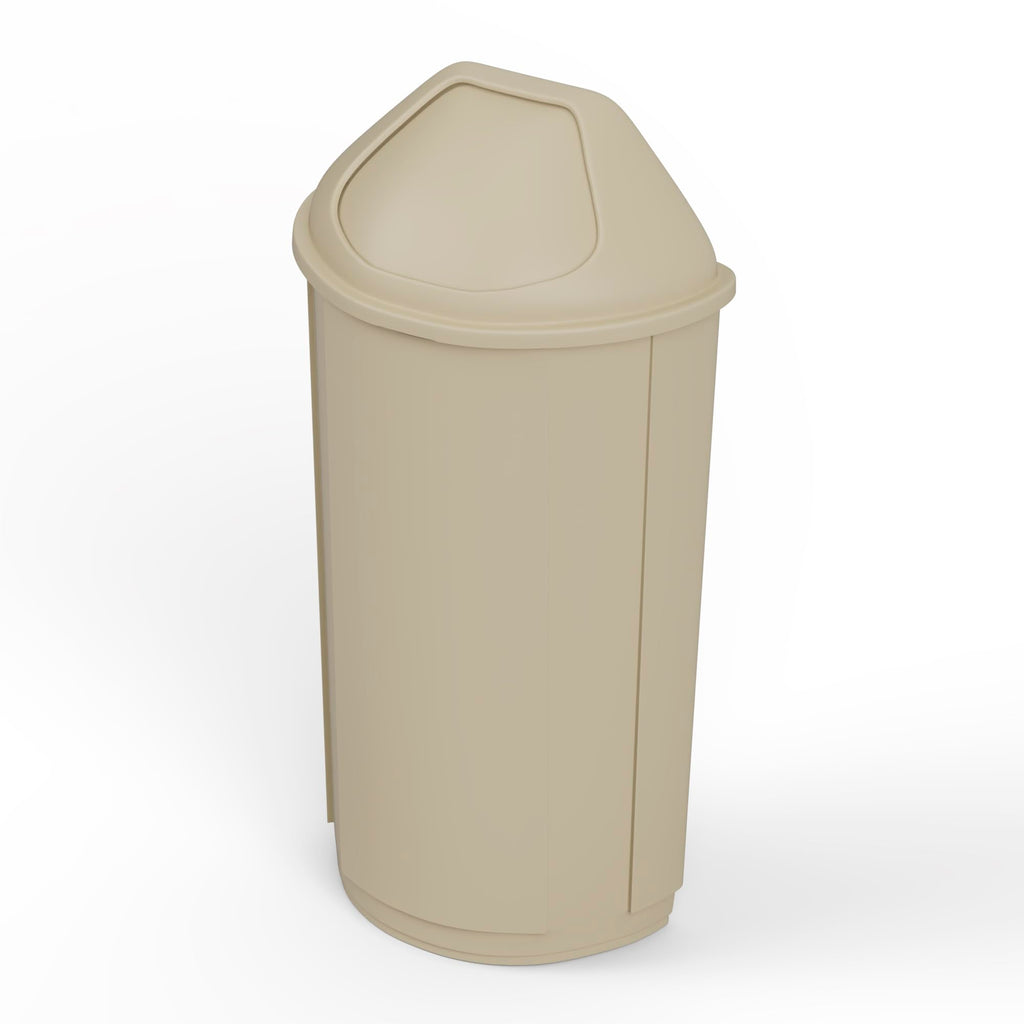 21-Gallon Beige Half-Round Commercial Trash Can with Dome Swing-Door Lid