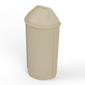 21-Gallon Beige Half-Round Commercial Trash Can with Dome Swing-Door Lid