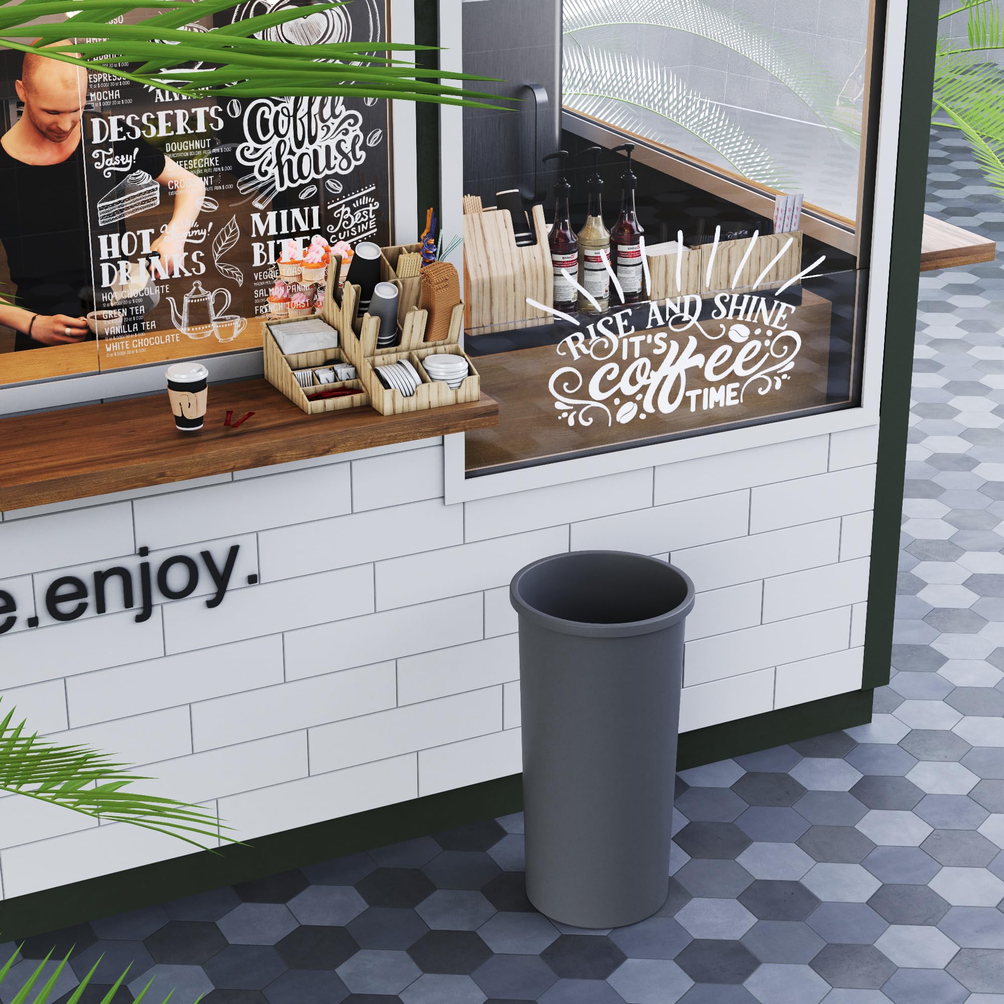 22 Gallon Gray Round Waste Basket