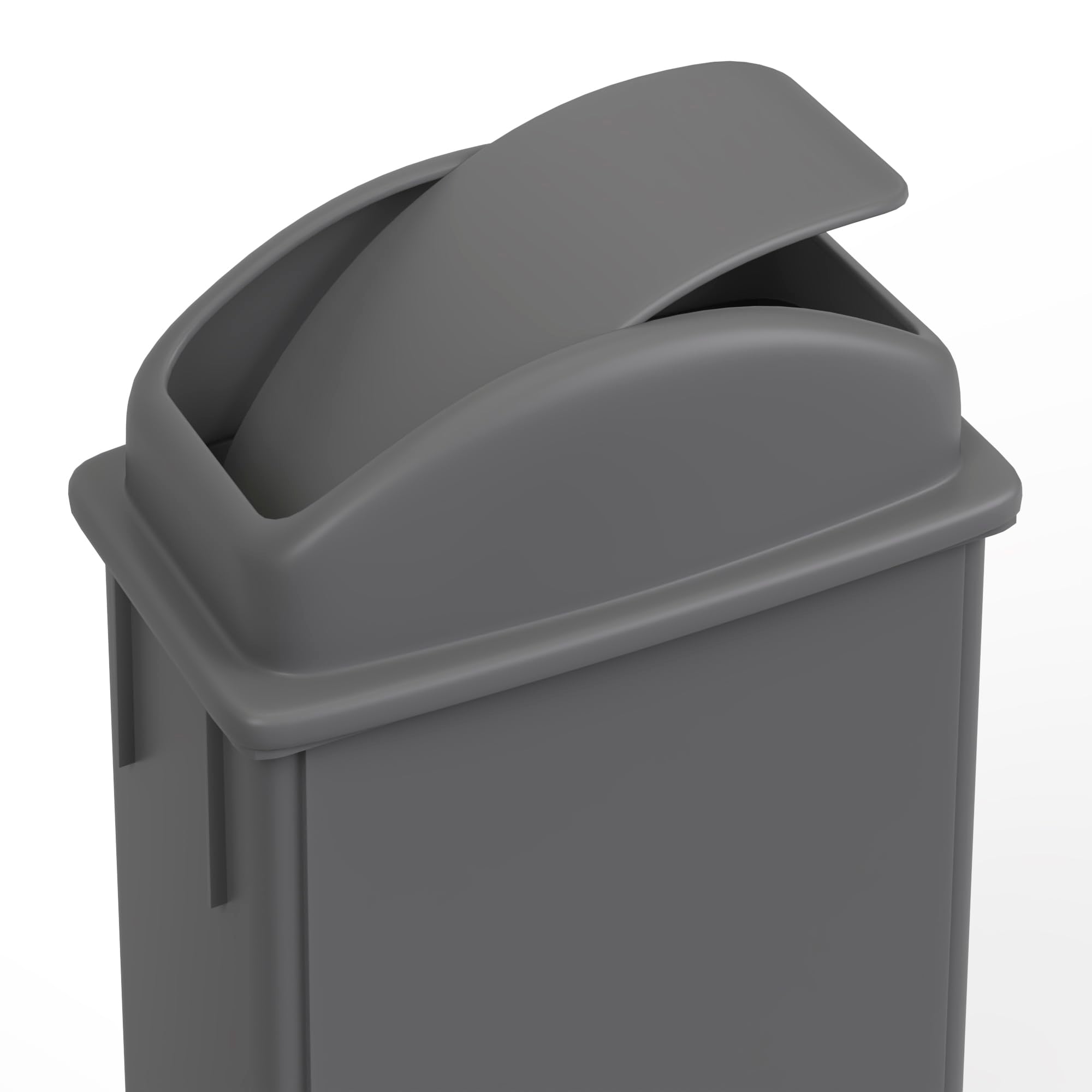 23-Gallon Gray Slim Trash Can with Swing Dome Lid and Dolly