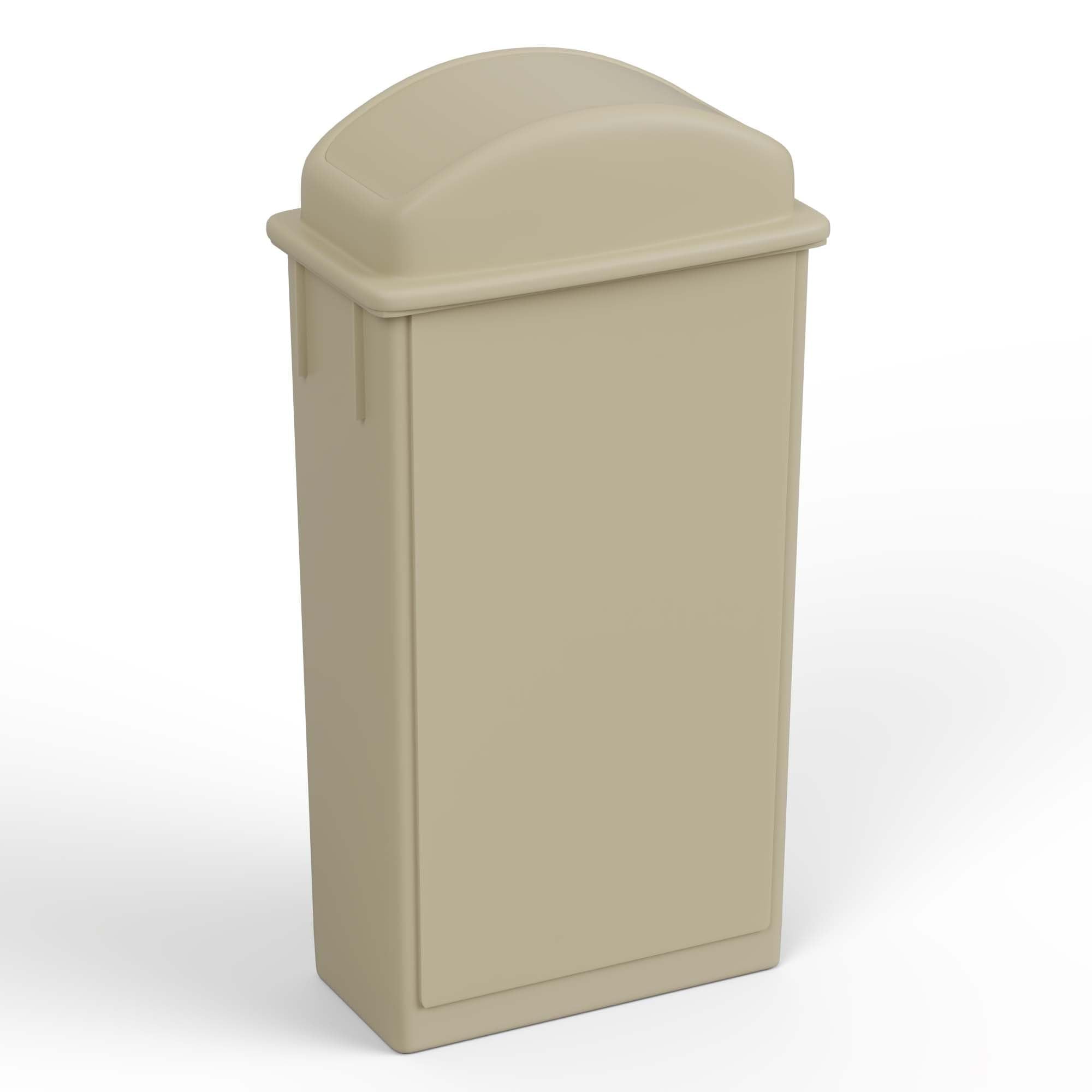 23-Gallon Beige Slim Trash Can with Swing Dome Lid