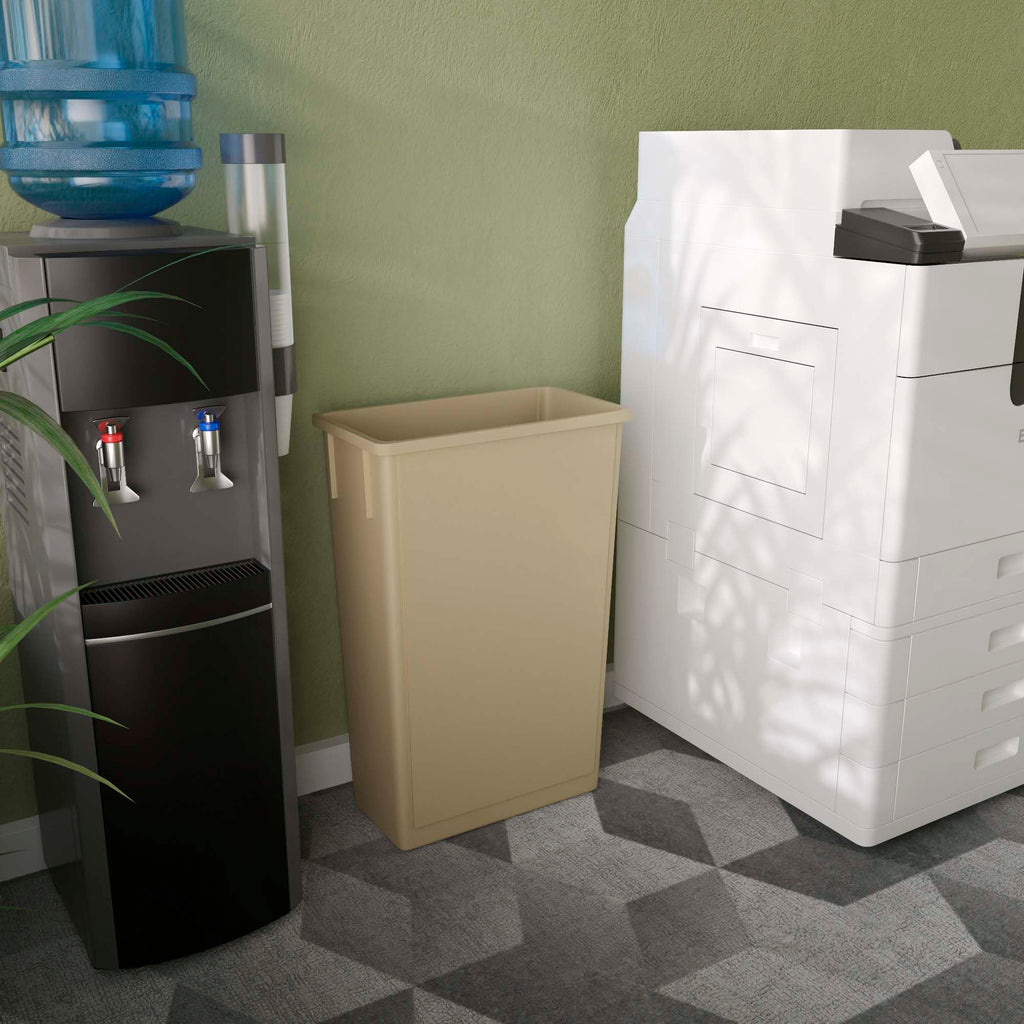 23-Gallon Beige Slim Trash Can