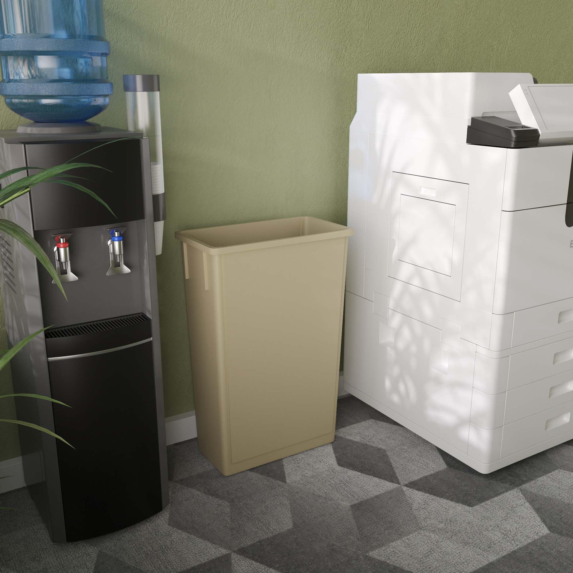 23-Gallon Beige Slim Trash Can