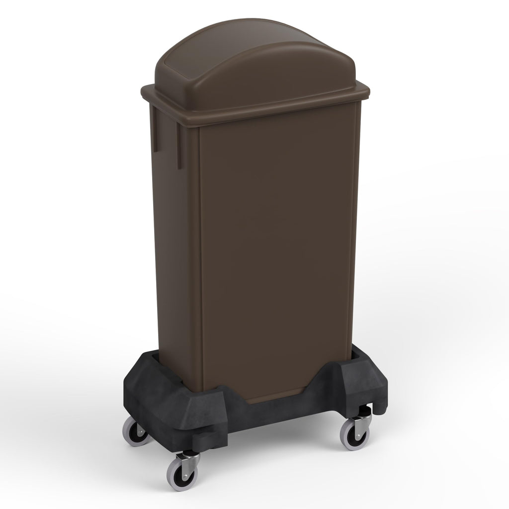 23-Gallon Brown Slim Trash Can with Swing Dome Lid and Dolly