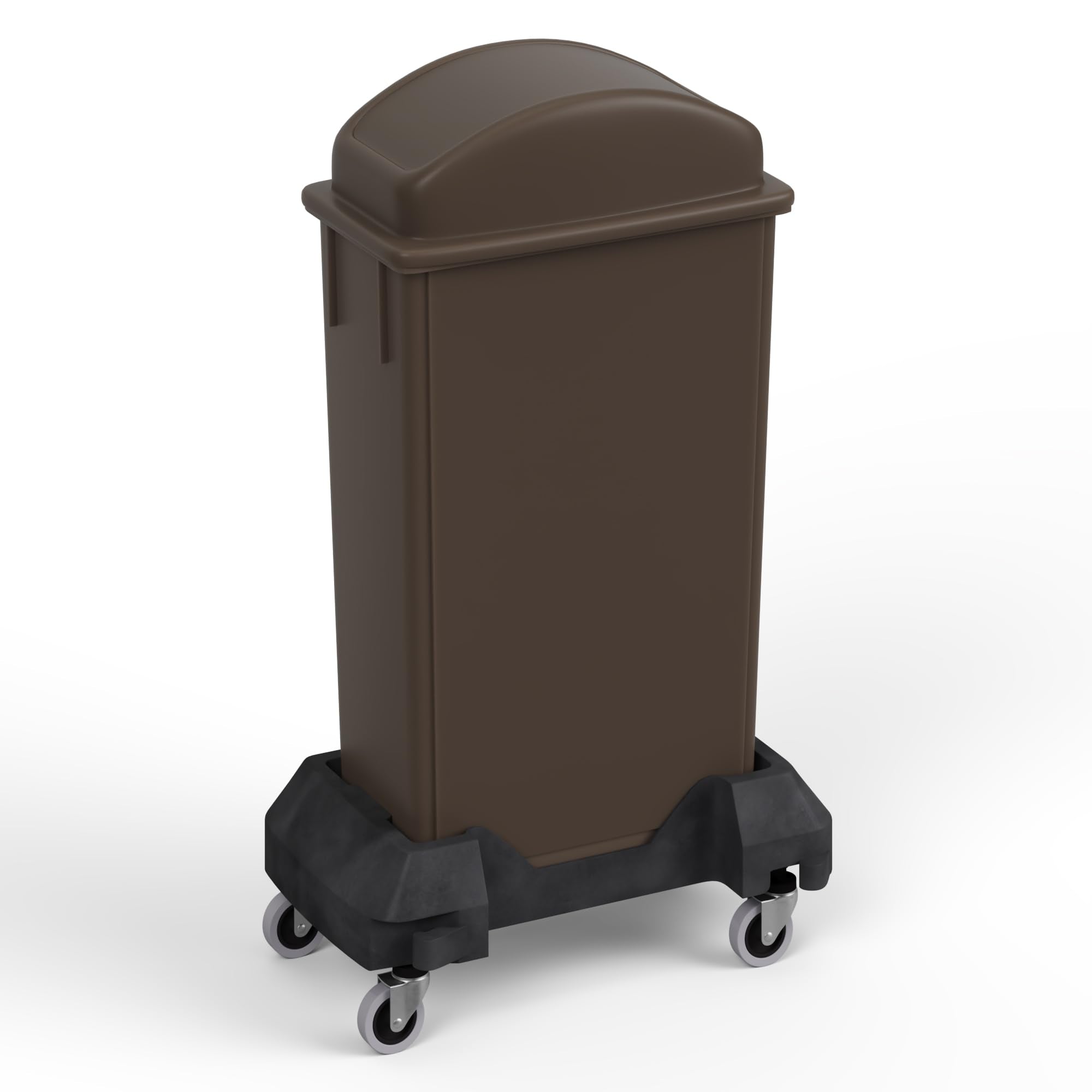 23-Gallon Brown Slim Trash Can with Swing Dome Lid and Dolly
