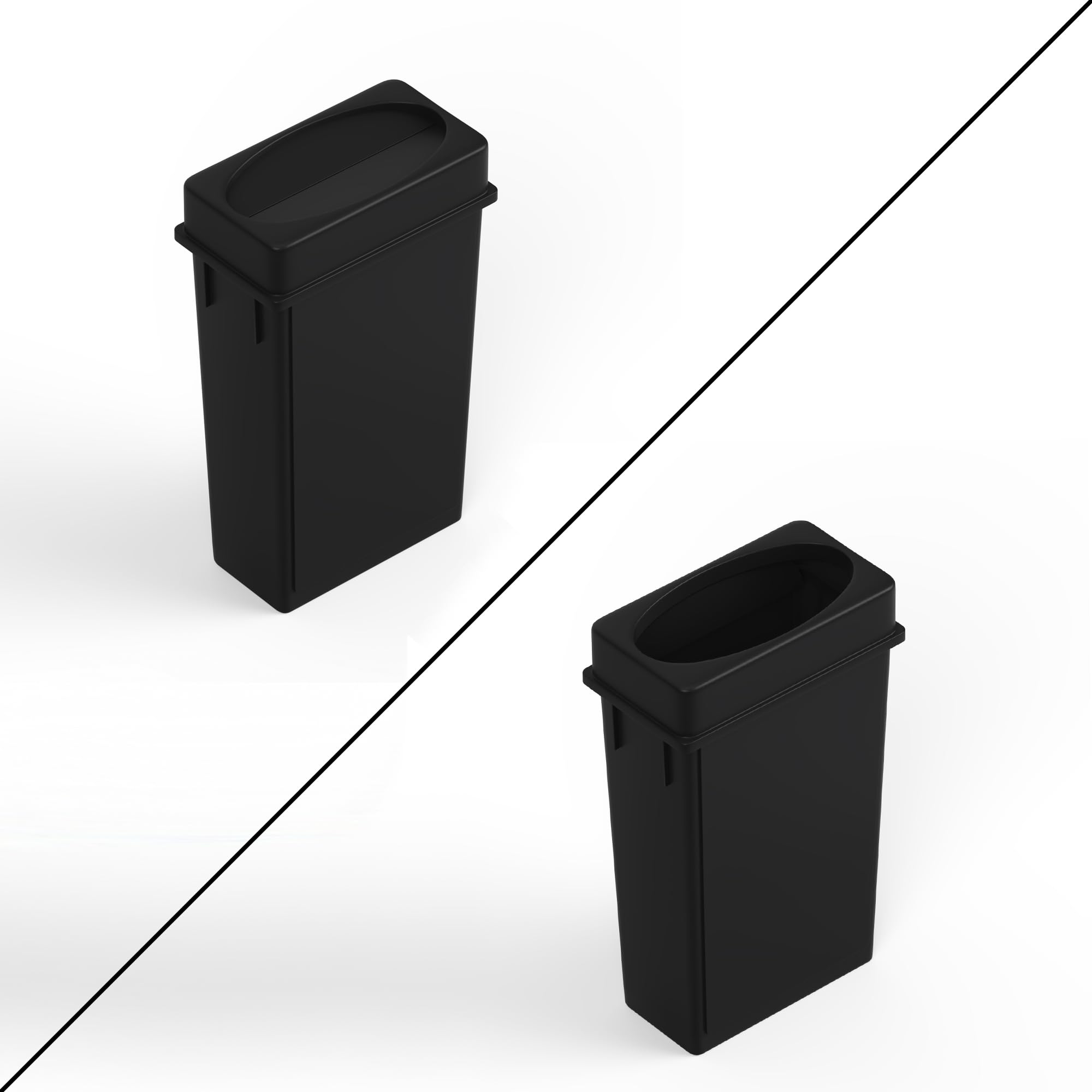 23 Gallon Black Slim Trash Can with Lid