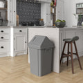 19 Gallon Gray Square Trash Can with Dome Swing Lid