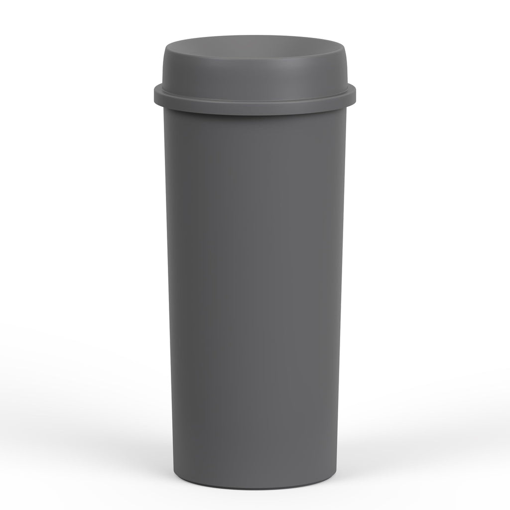 22 Gallon Gray Round Waste Basket with Funnel Lid