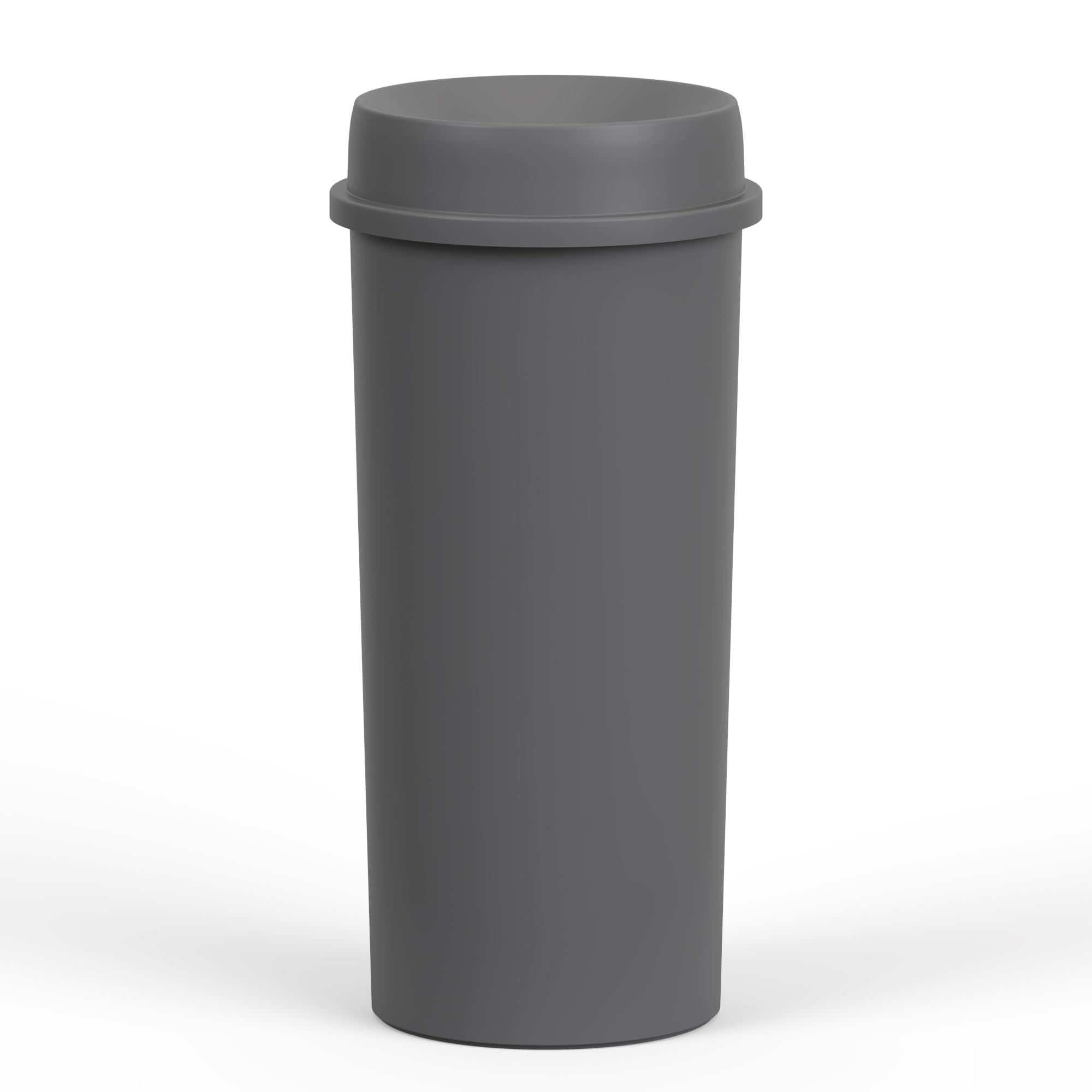 22 Gallon Gray Round Waste Basket with Funnel Lid
