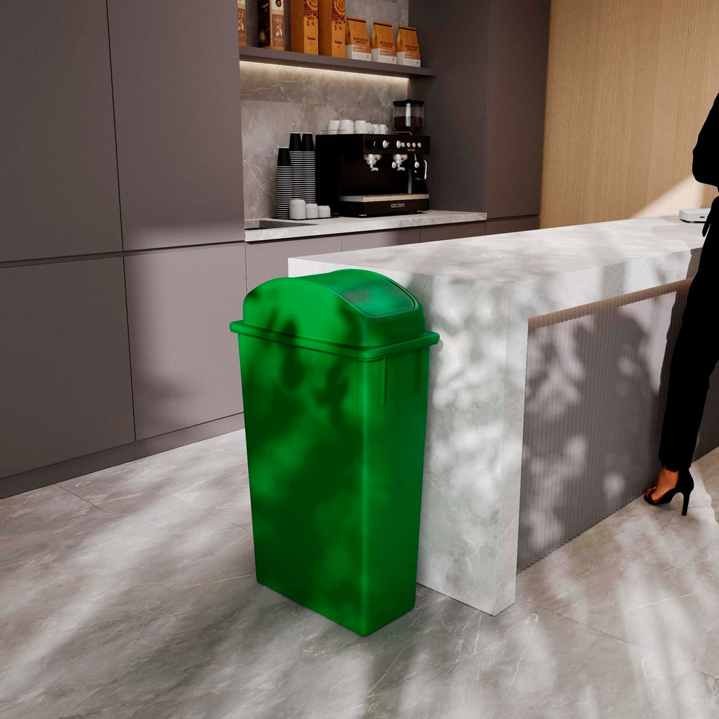 23-Gallon Green Recycle Slim Trash Can with Swing Dome Lid