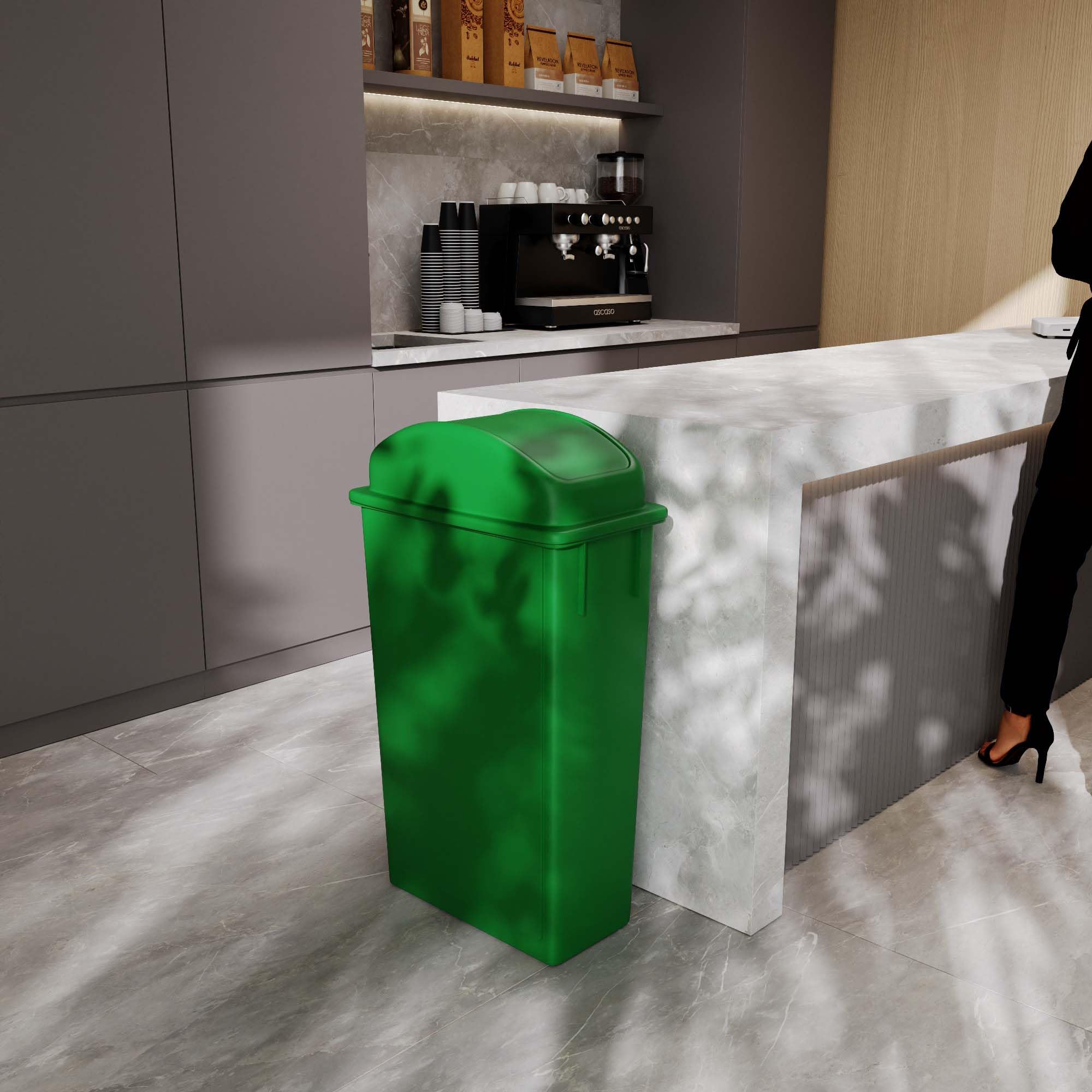 23-Gallon Green Recycle Slim Trash Can with Swing Dome Lid