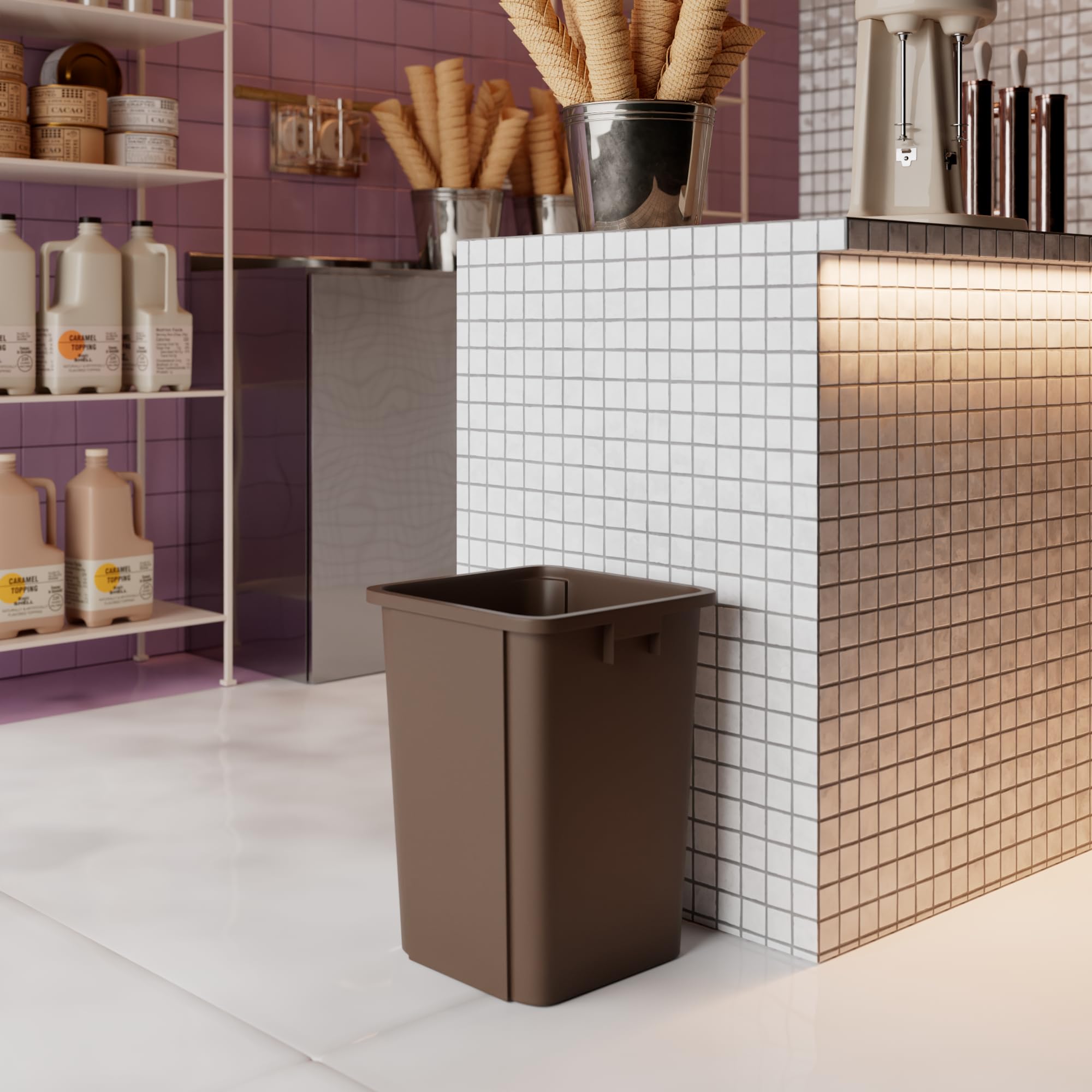 19 Gallon Brown Square Commercial Trash