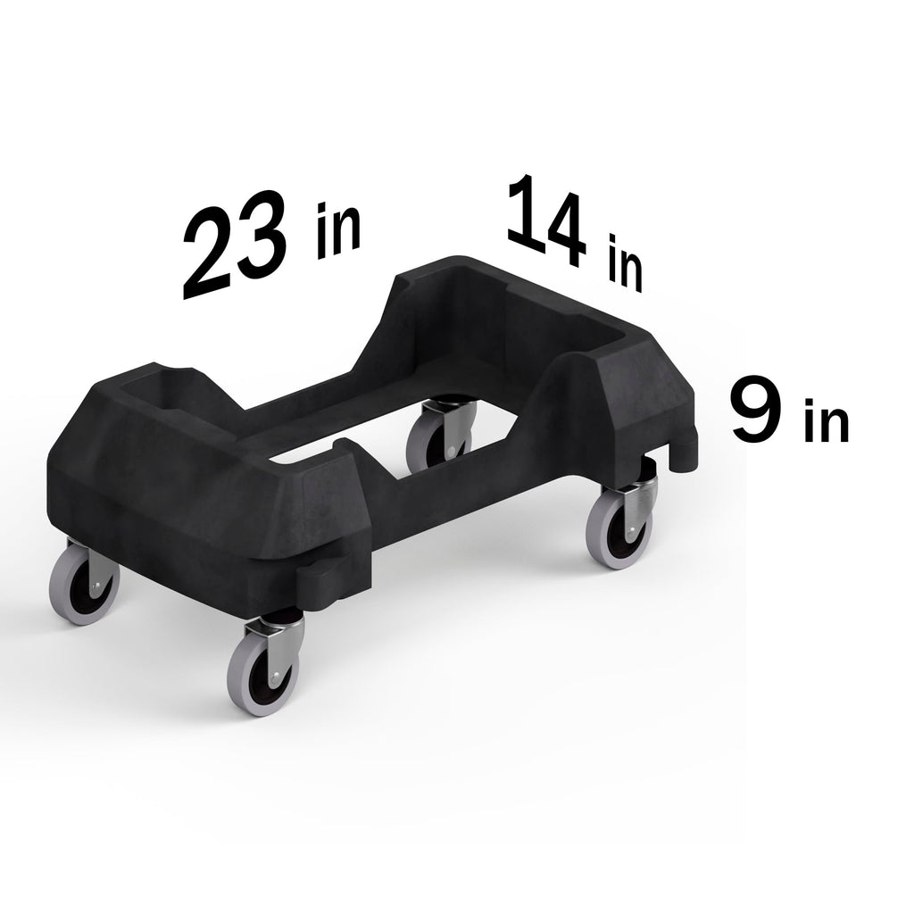 23-Gallon Black Slim Trash Can with Swing Dome Lid and Dolly