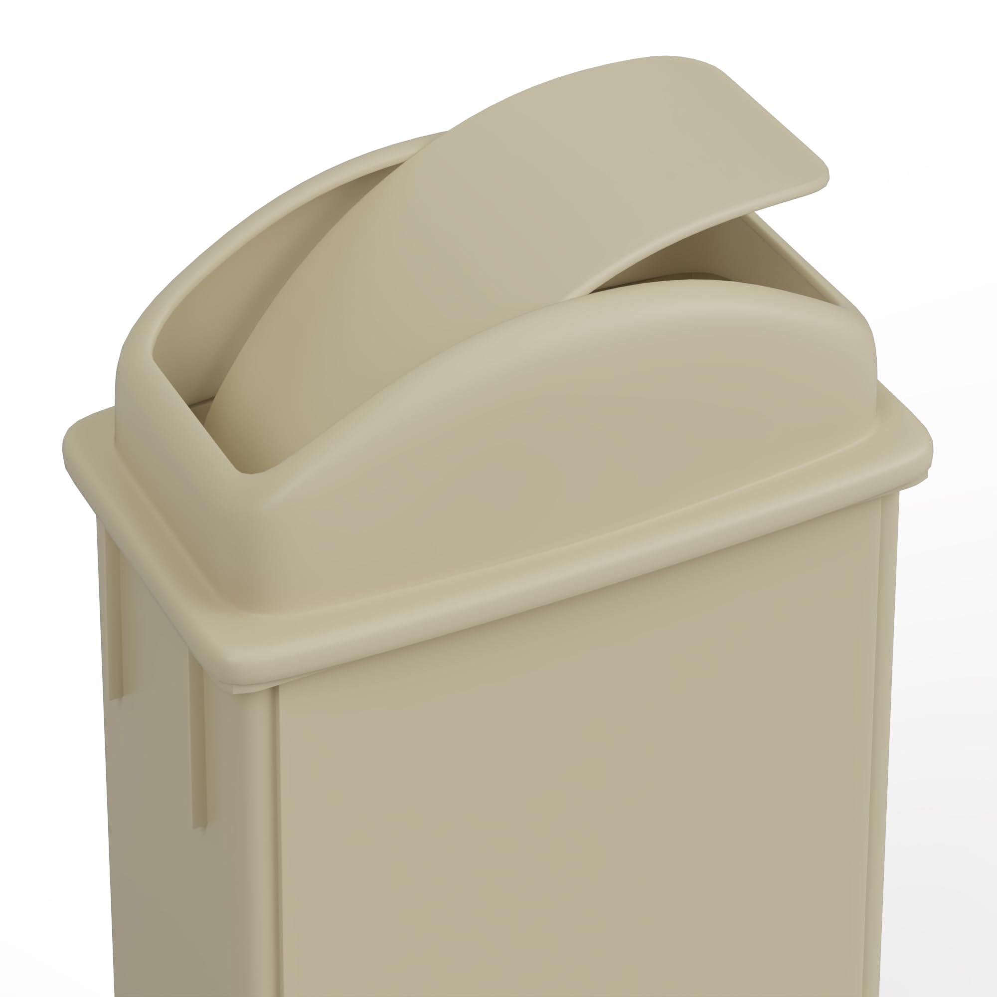 23-Gallon Beige Slim Trash Can with Swing Dome Lid