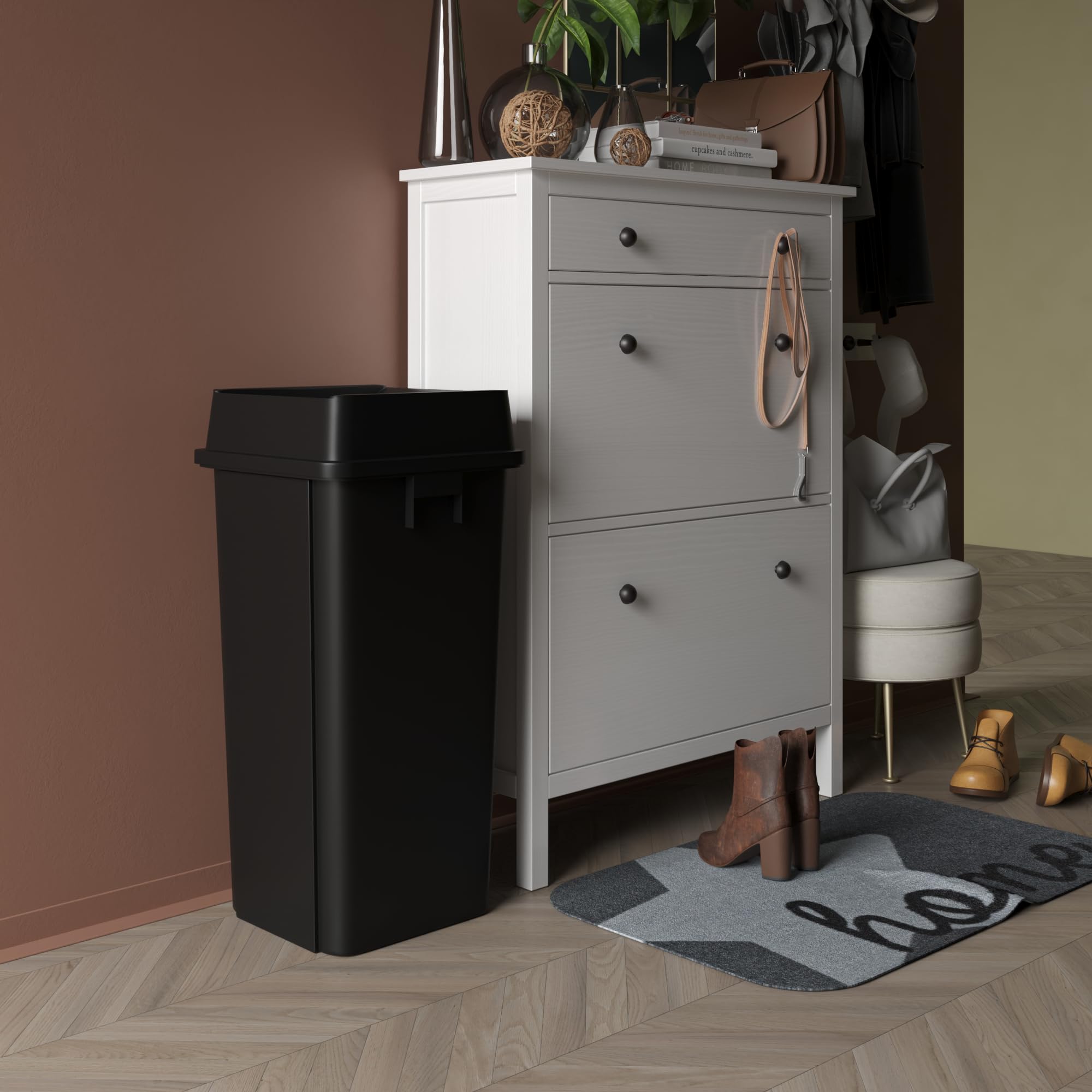 23 Gallon Black Square Commercial Trash