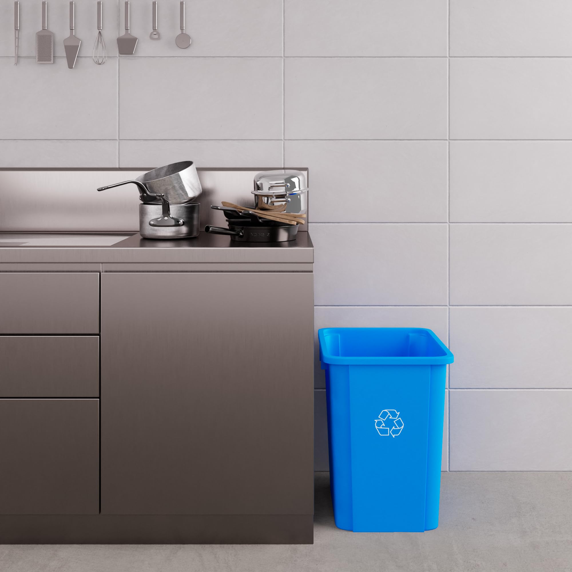 19 Gallon Blue Recycle Square Commercial Trash