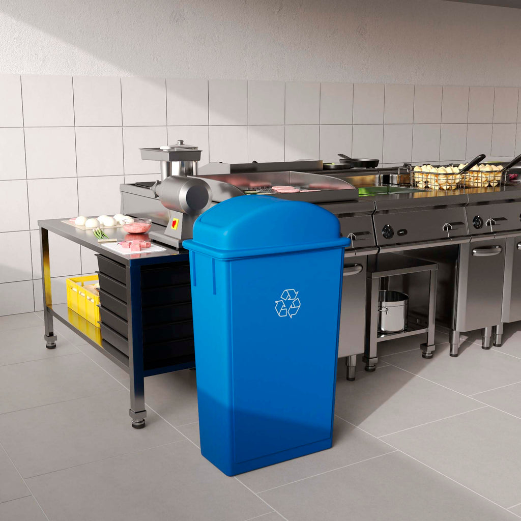 23-Gallon Blue Slim Trash Can with Swing Dome Lid