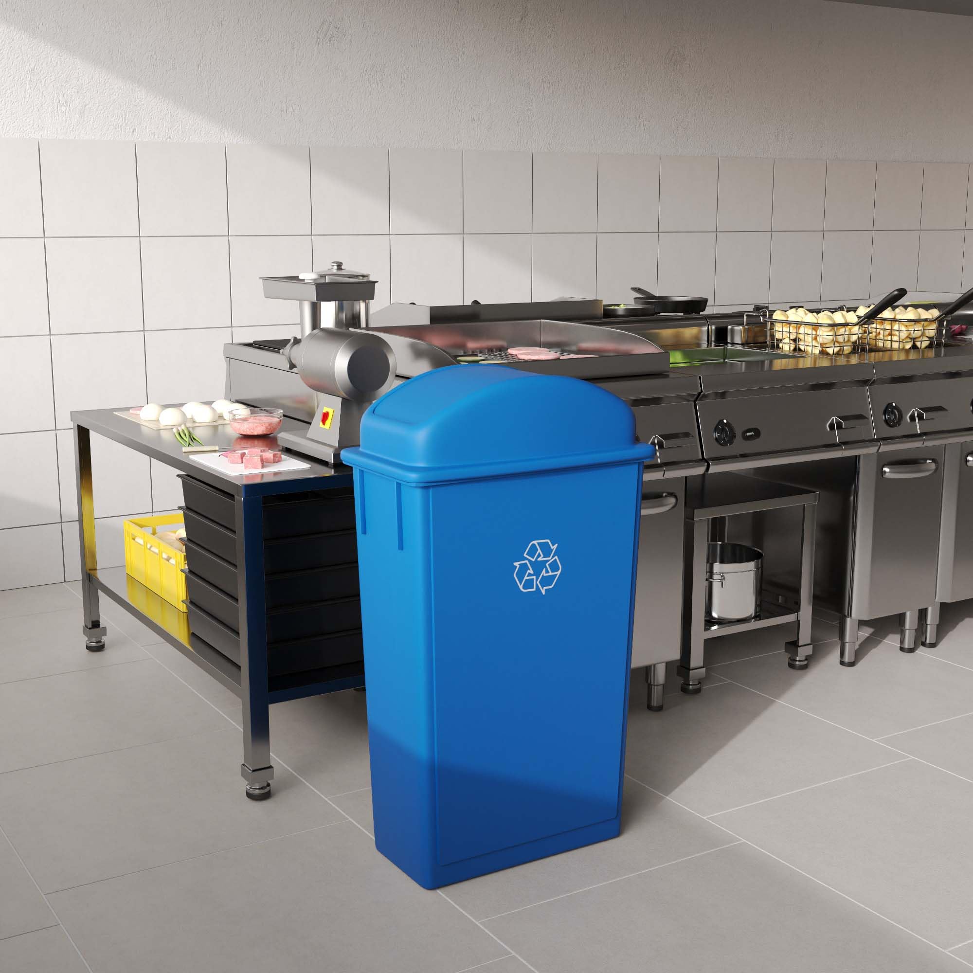 23-Gallon Blue Slim Trash Can with Swing Dome Lid