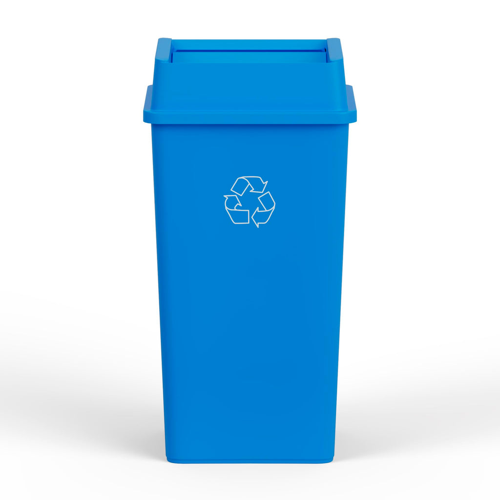 50 Gallon Blue Recycle Square Commercial Trash